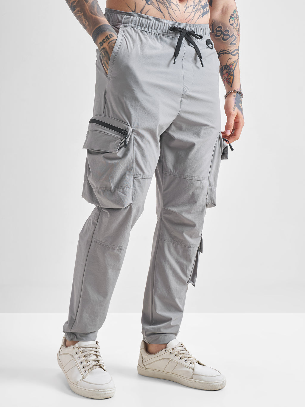 Highlander Men Grey Baggy Solid Cargos - Grey - Image 6
