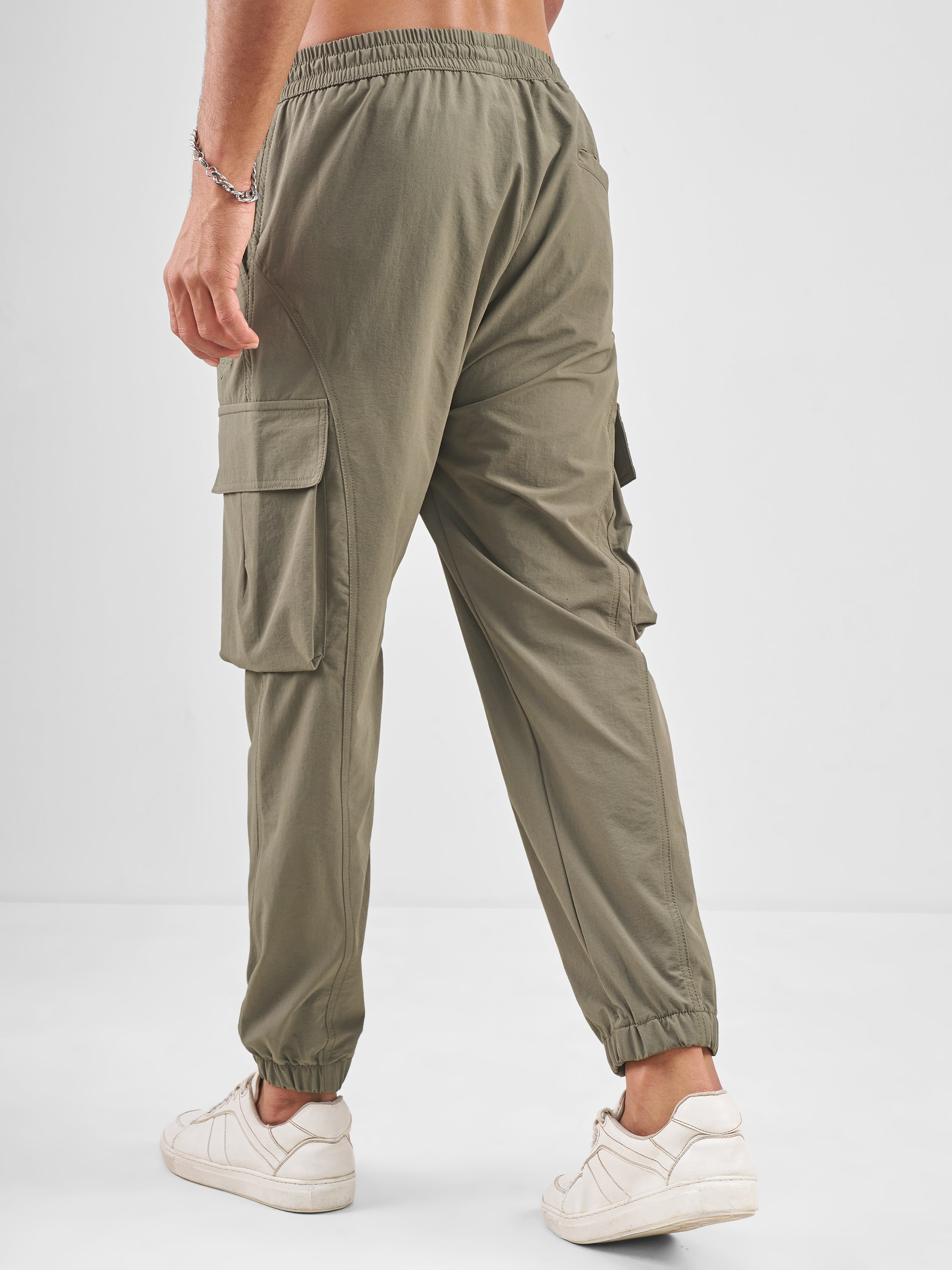 Highlander Men Tan Baggy Fit Solid Cargos - Tan - Image 3
