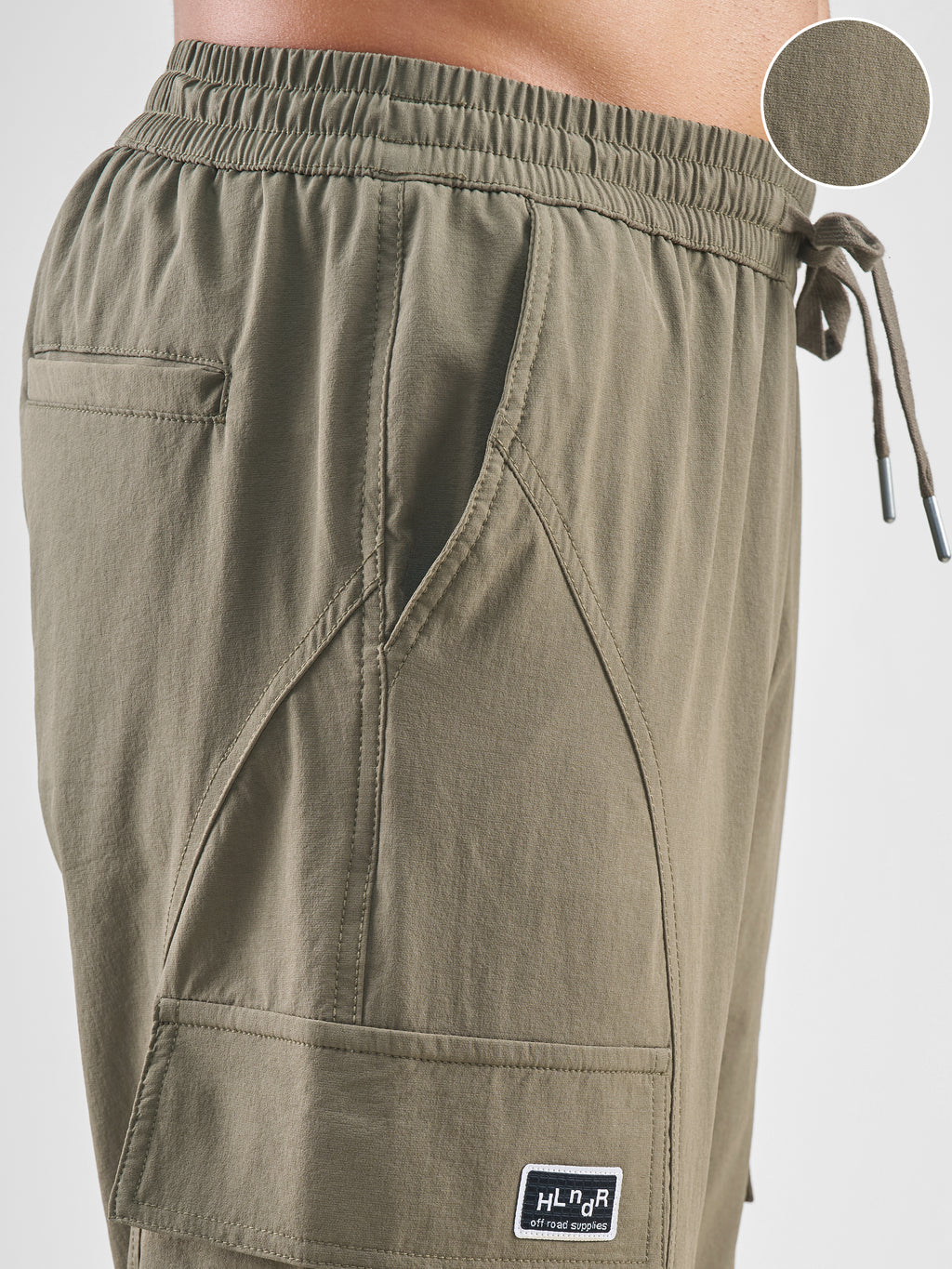 Highlander Men Tan Baggy Fit Solid Cargos - Tan - Image 5