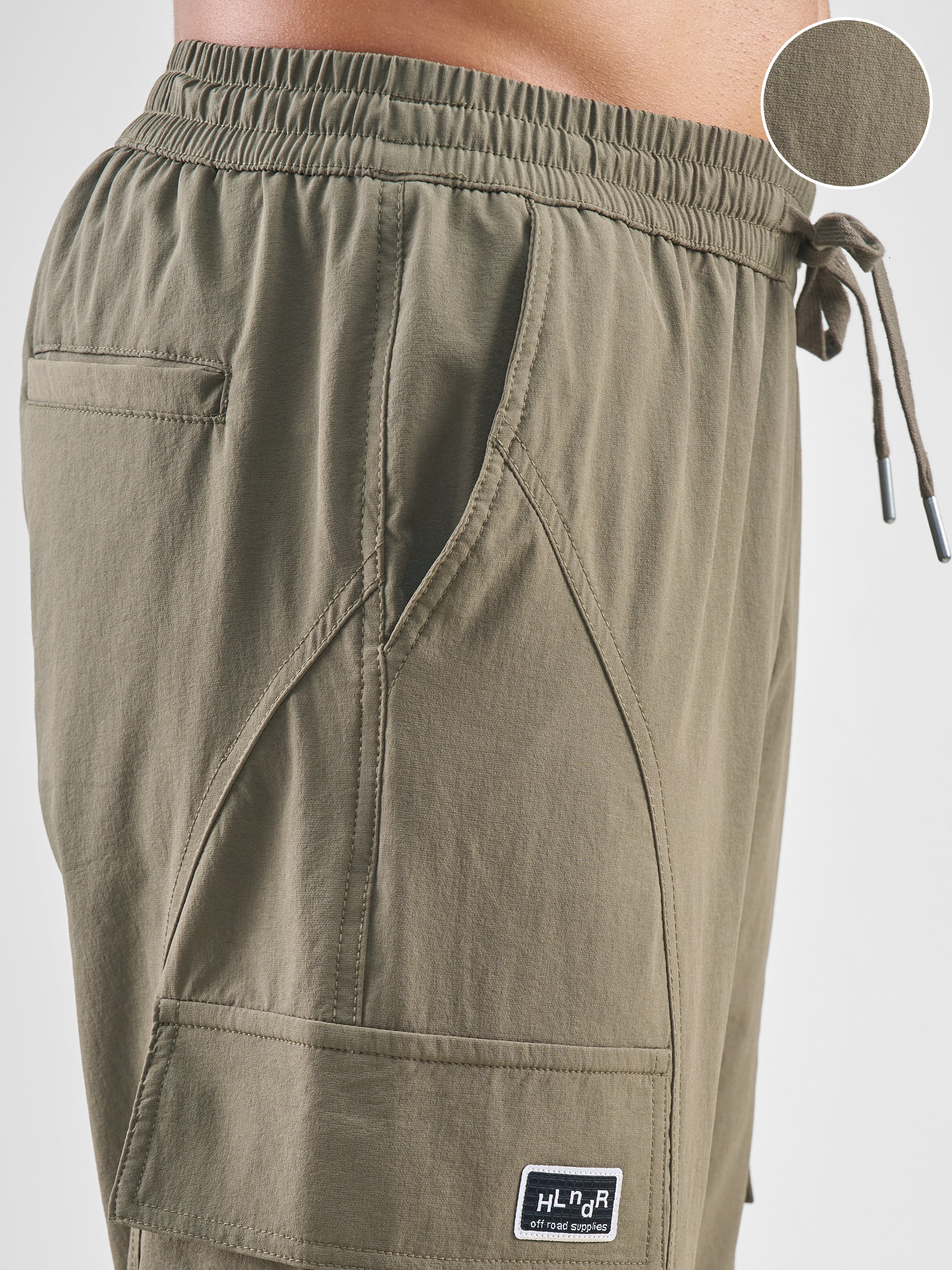 Highlander Men Tan Baggy Fit Solid Cargos - Tan - Image 5