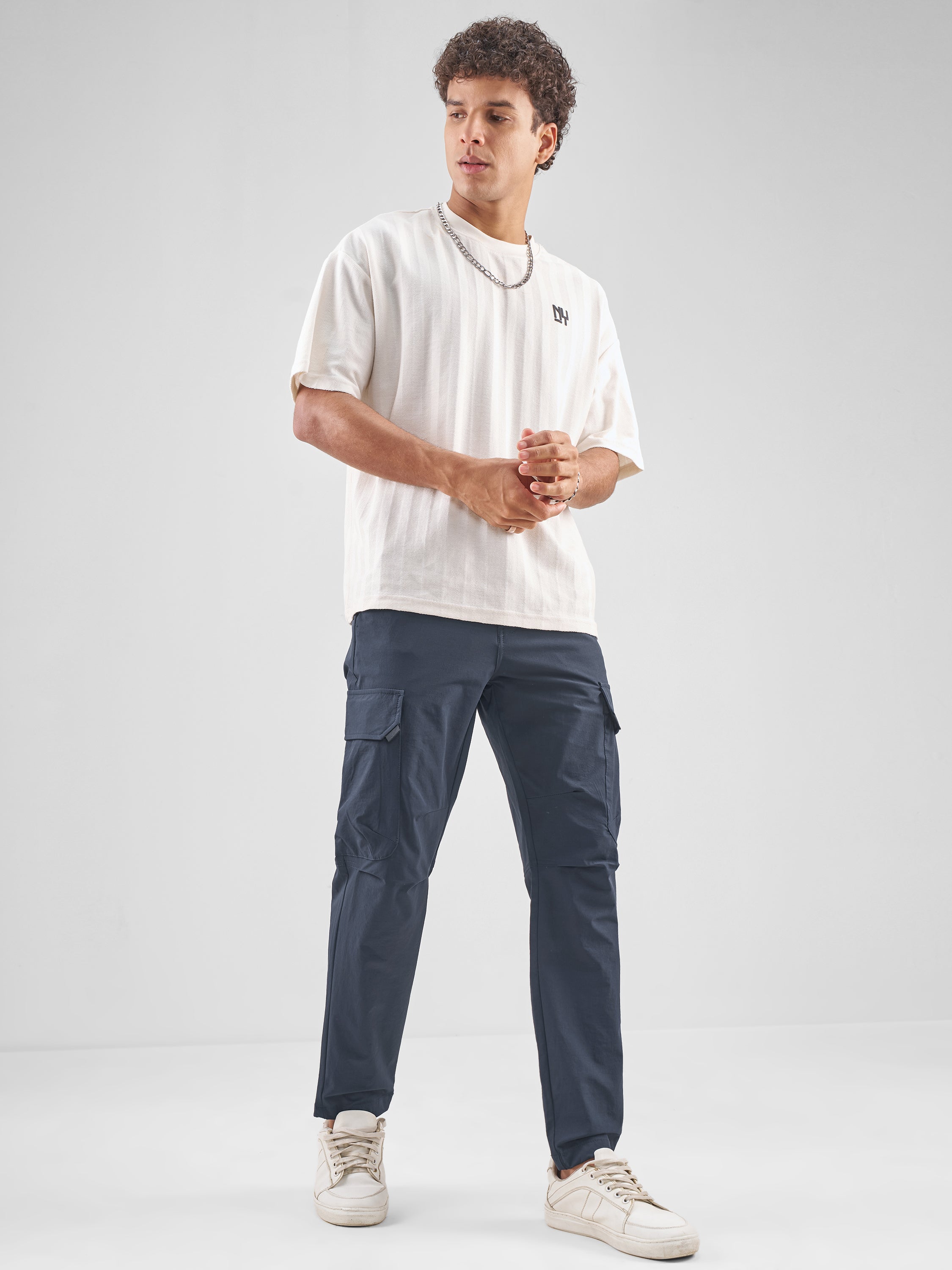 Highlander Men Blue Relaxed Fit Solid Cargos - Blue - Image 2