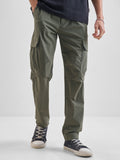 Highlander Men Olive Relaxed Fit Solid Cargos - Olive - Image 1