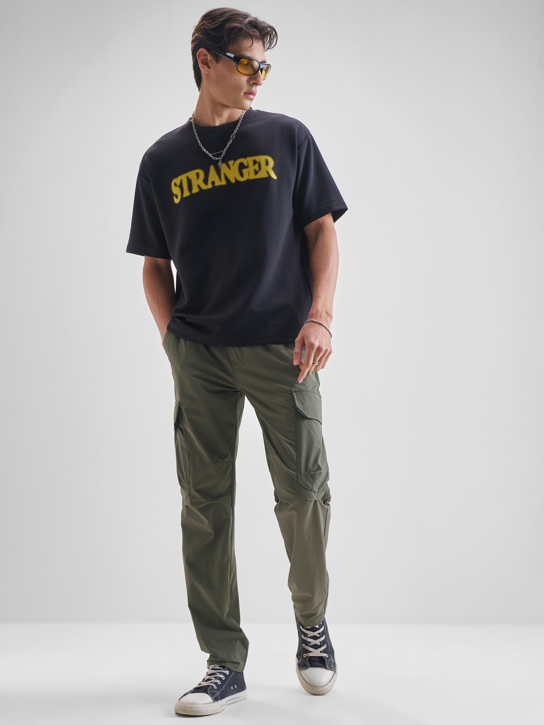 Highlander Men Olive Relaxed Fit Solid Cargos - Olive - Image 2