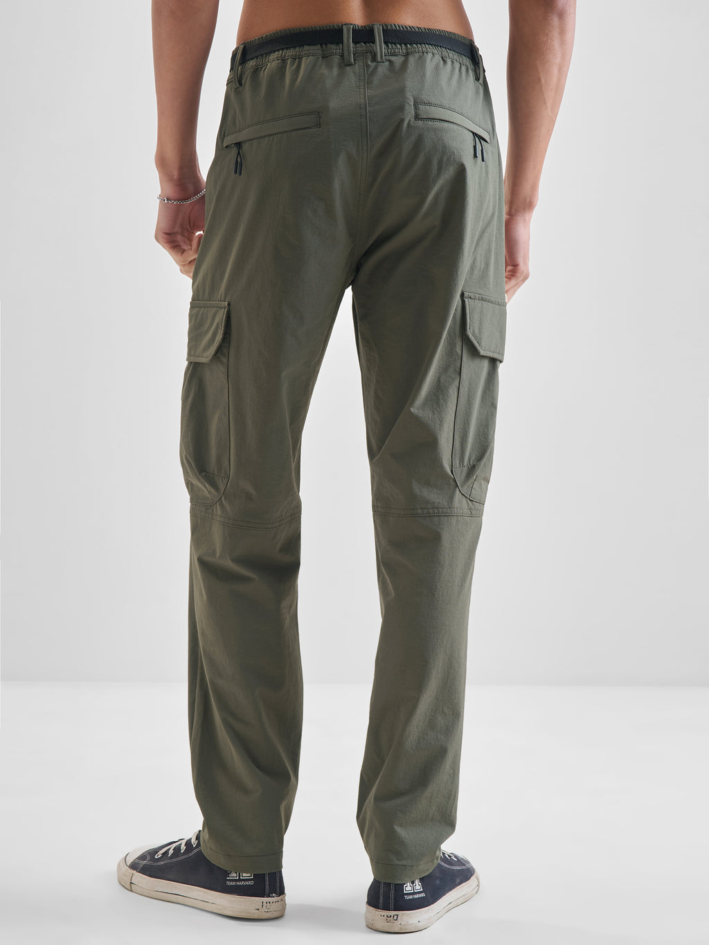 Highlander Men Olive Relaxed Fit Solid Cargos - Olive - Image 3