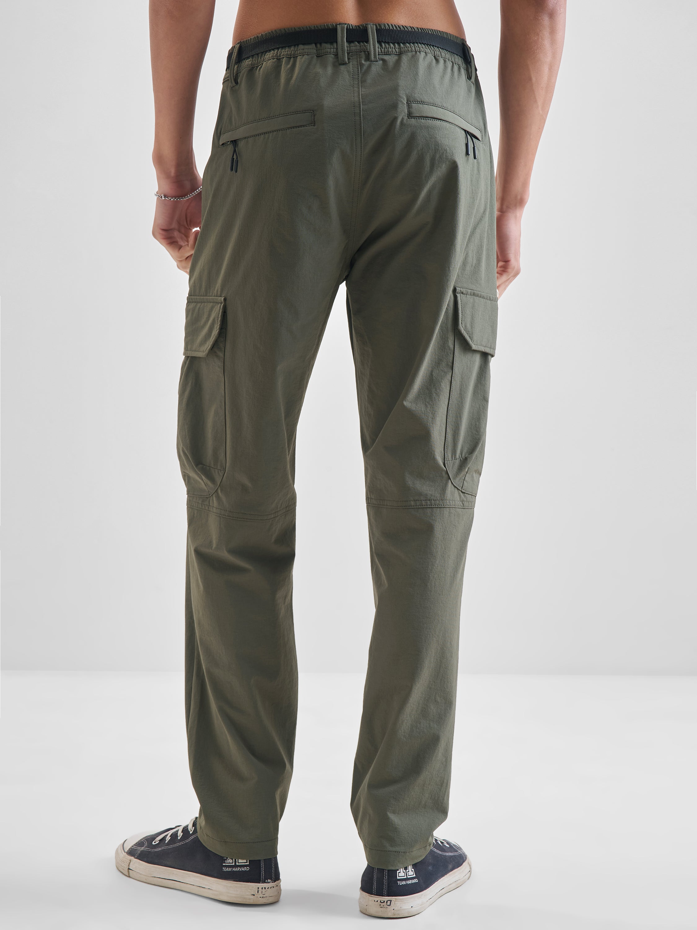 Highlander Men Olive Relaxed Fit Solid Cargos - Olive - Image 3