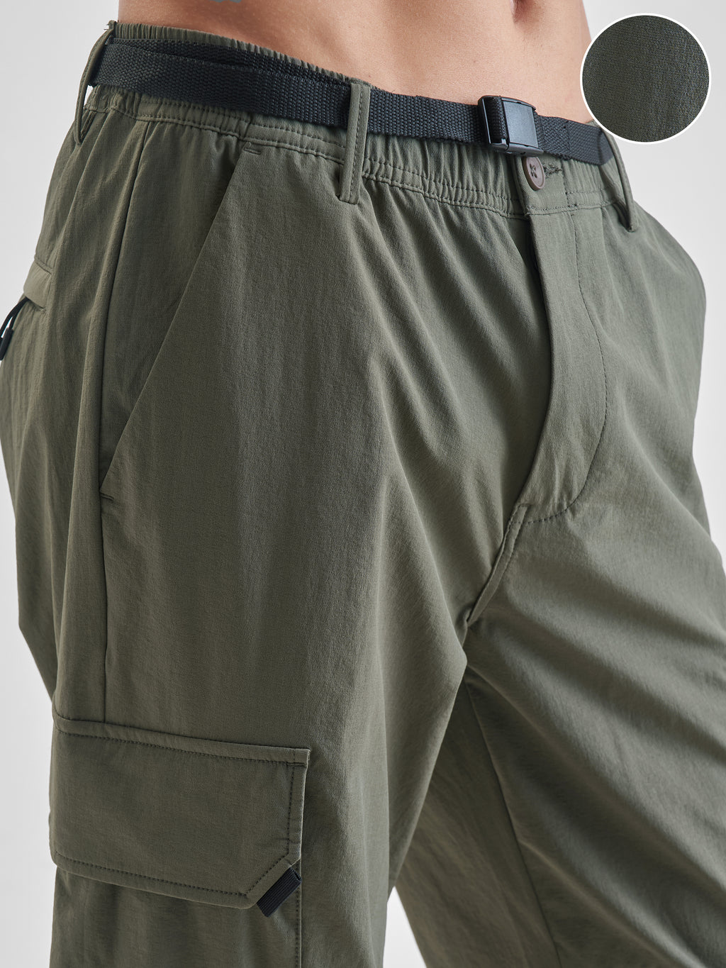 Highlander Men Olive Relaxed Fit Solid Cargos - Olive - Image 5