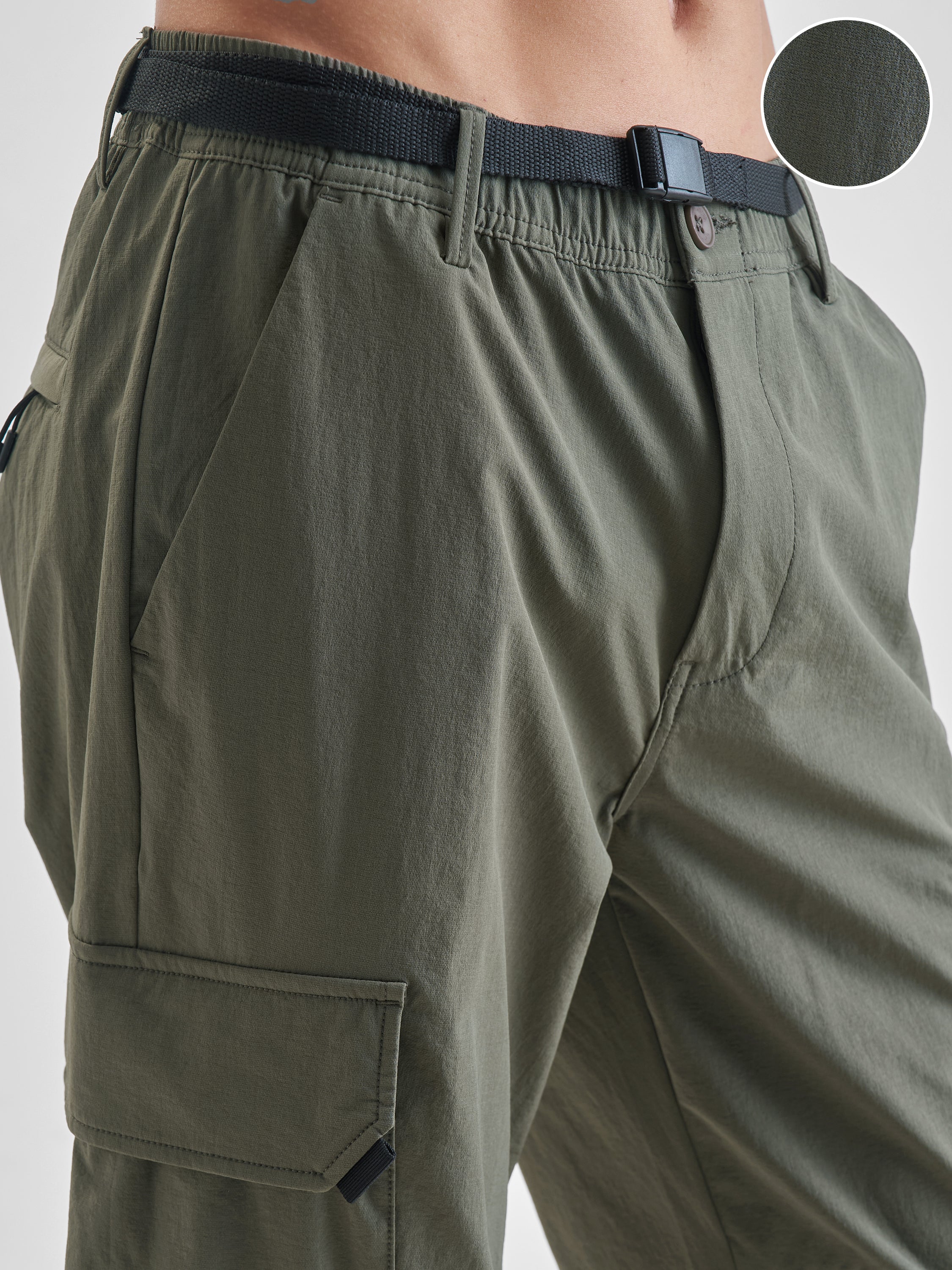 Highlander Men Olive Relaxed Fit Solid Cargos - Olive - Image 5