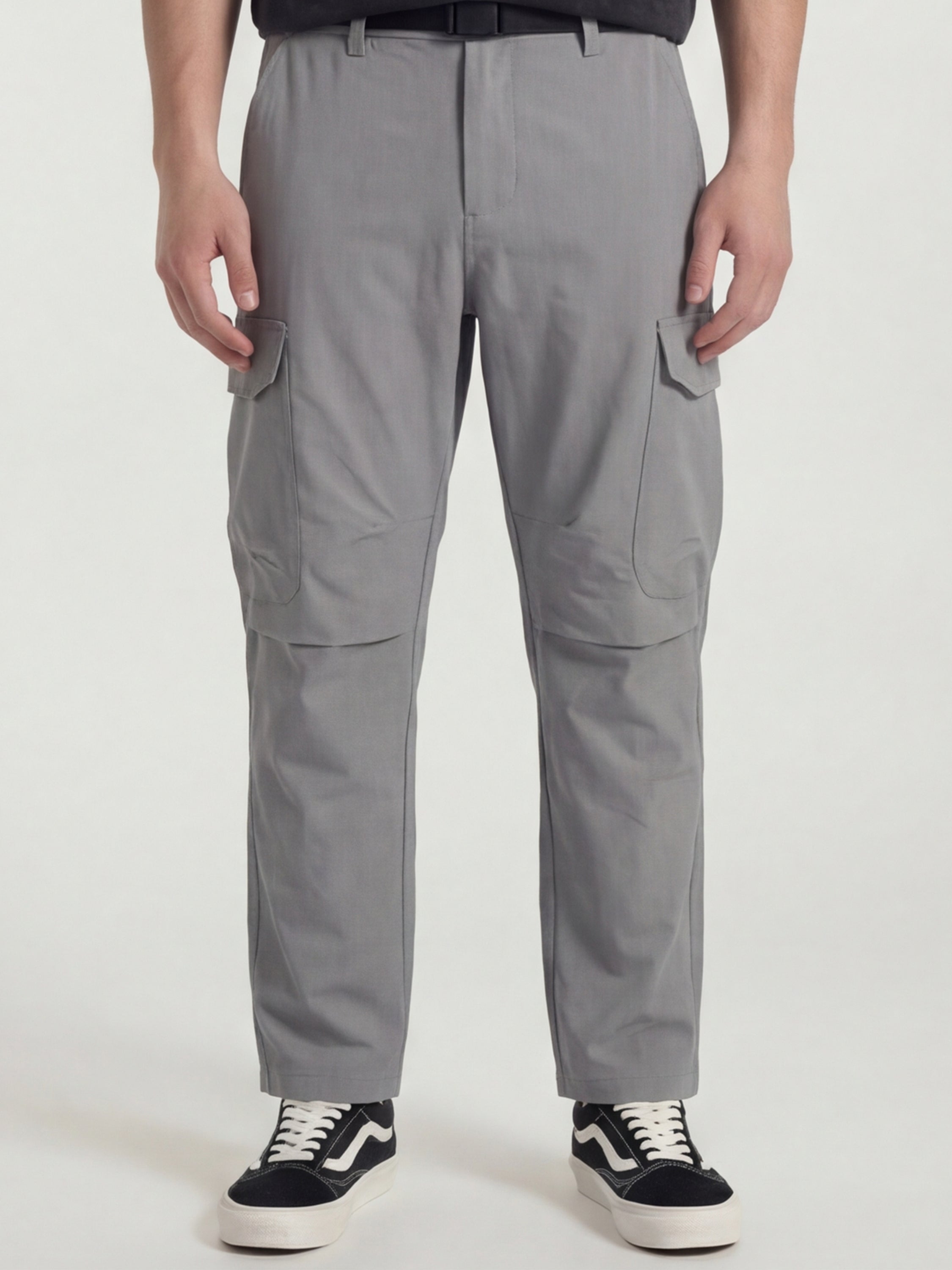 Highlander Men Grey Relaxed Fit Solid Cargos - Grey - Image 1