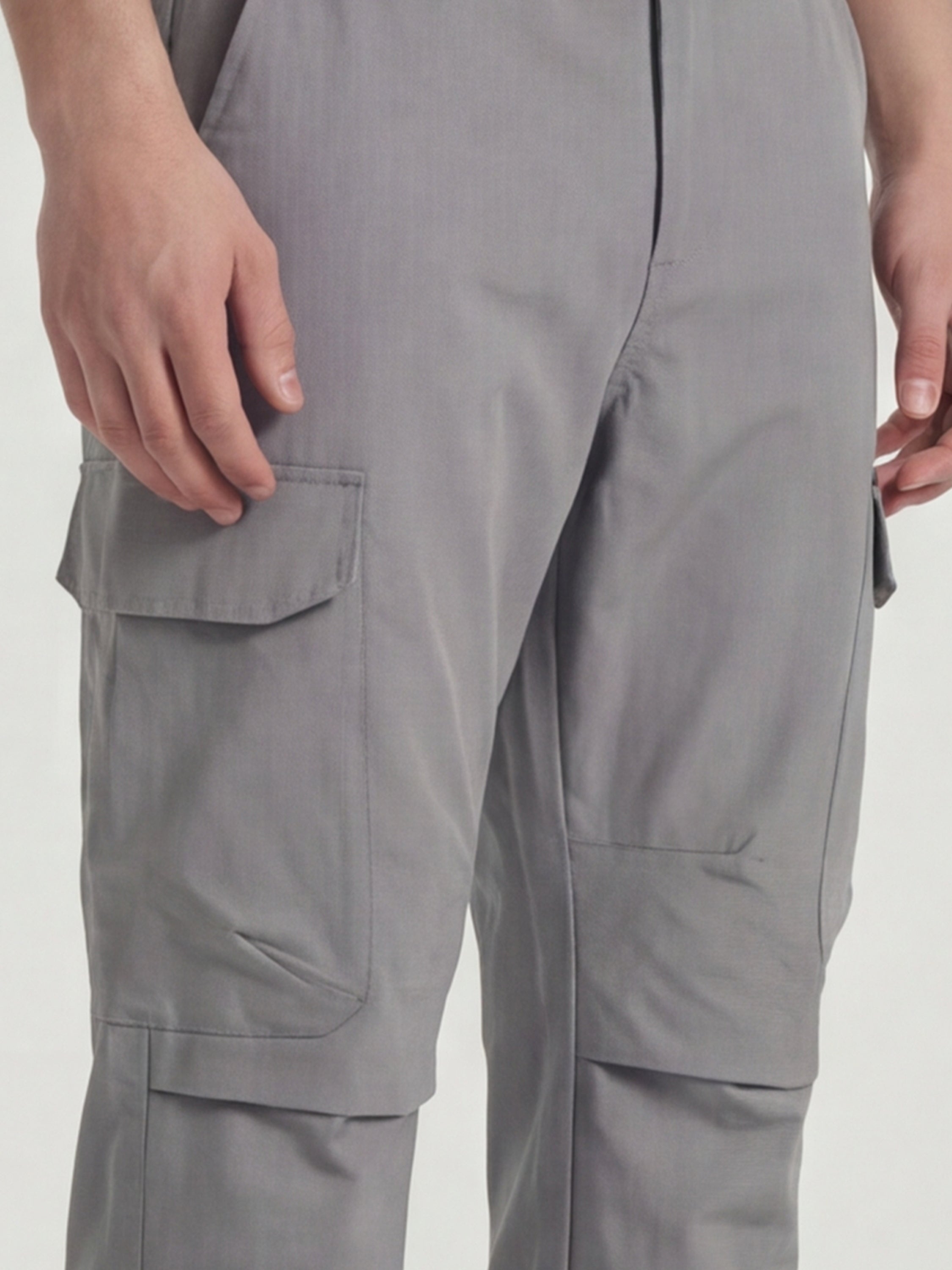 Highlander Men Grey Relaxed Fit Solid Cargos - Grey - Image 5