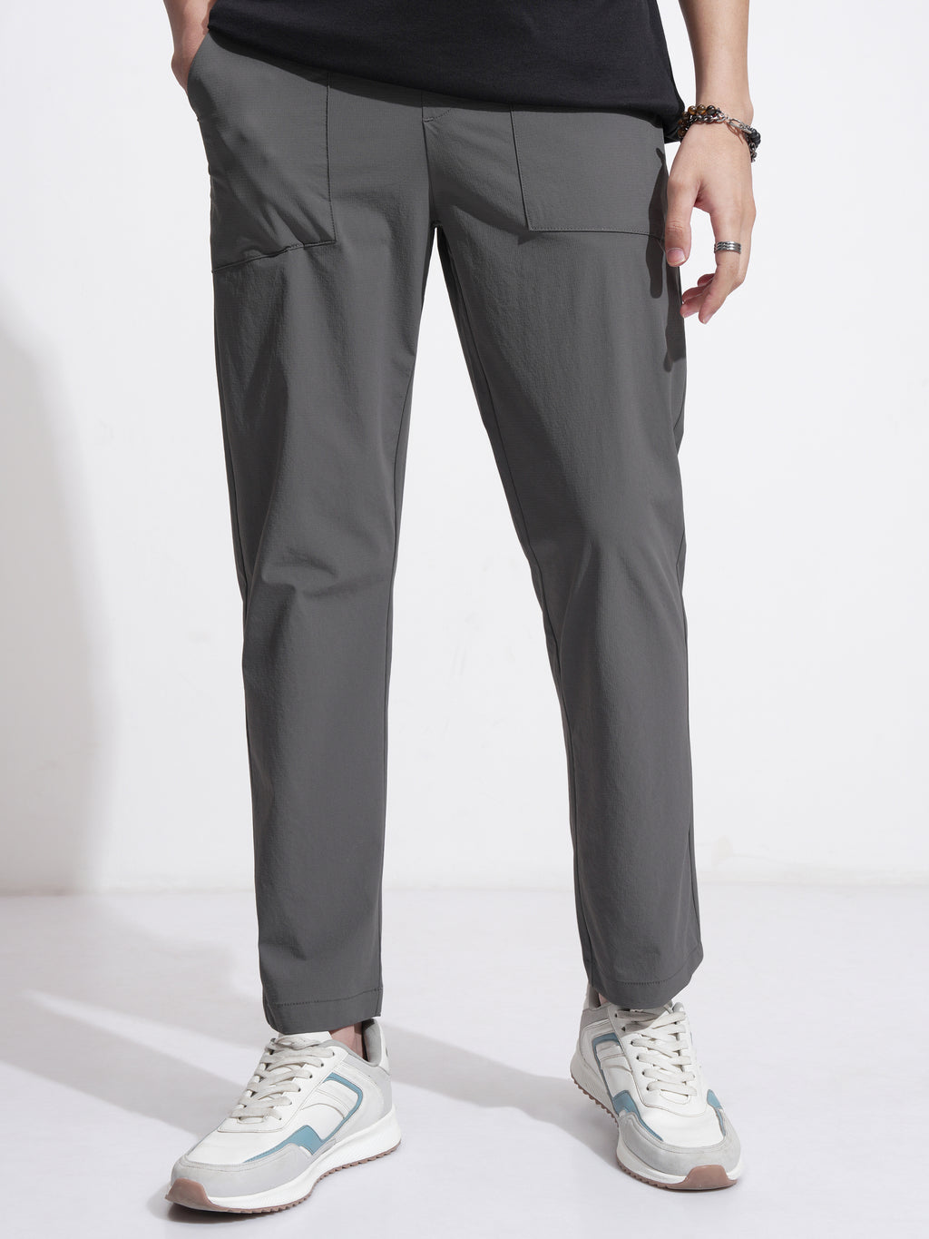 Highlander Men Grey Relaxed Fit Solid Casual Trouser - Grey - Image 1