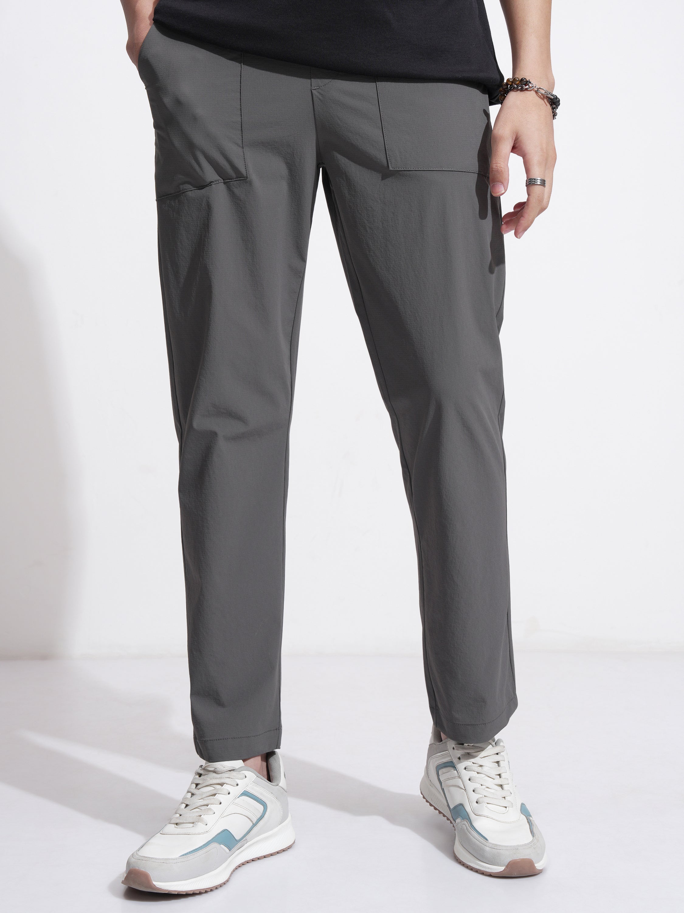 Highlander Men Grey Relaxed Fit Solid Casual Trouser - Grey - Image 1