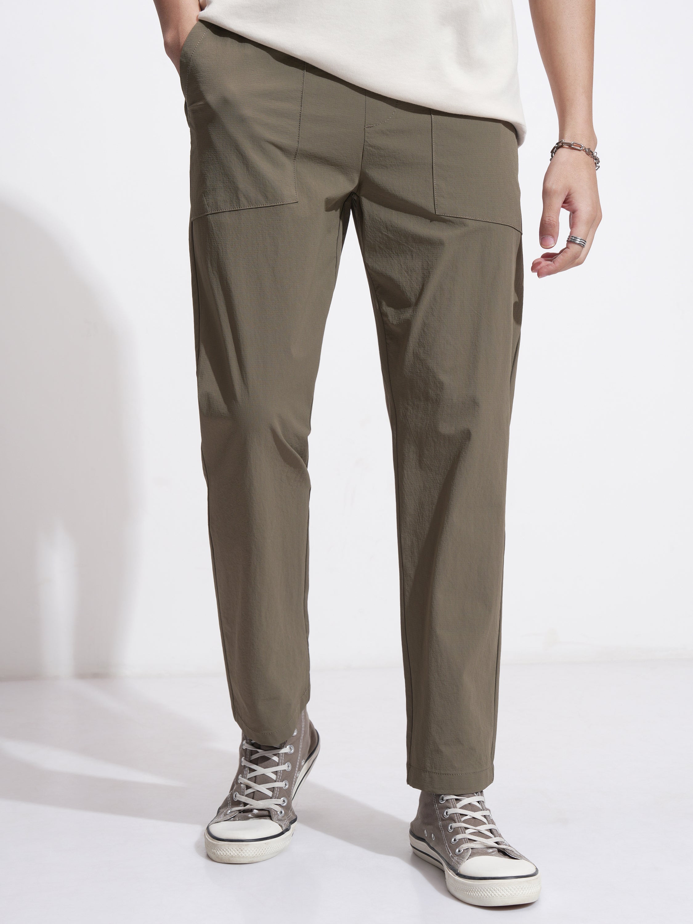 Highlander Men Brown Relaxed Fit Solid Casual Trouser - Brown - Image 1
