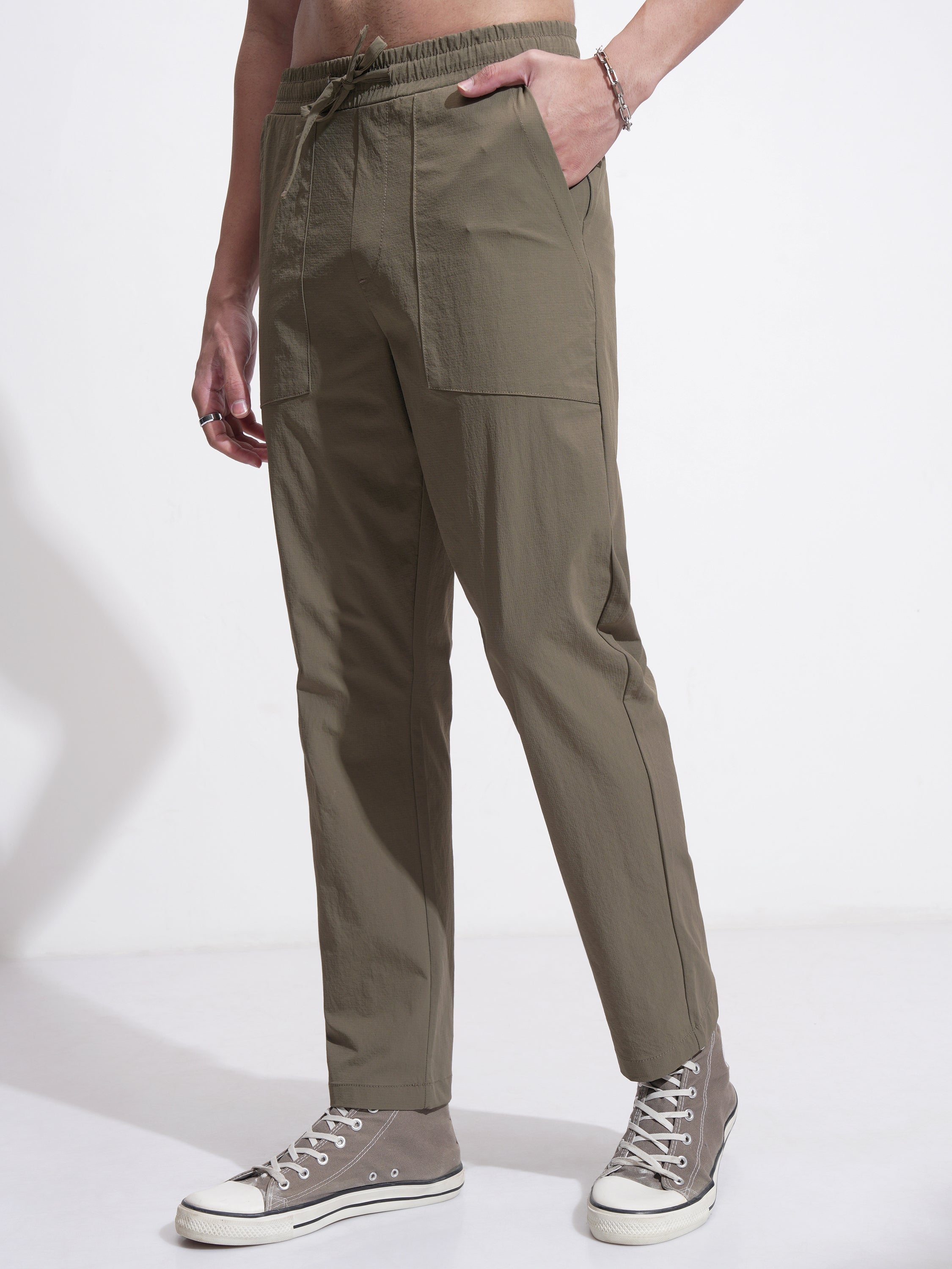 Highlander Men Brown Relaxed Fit Solid Casual Trouser - Brown - Image 4