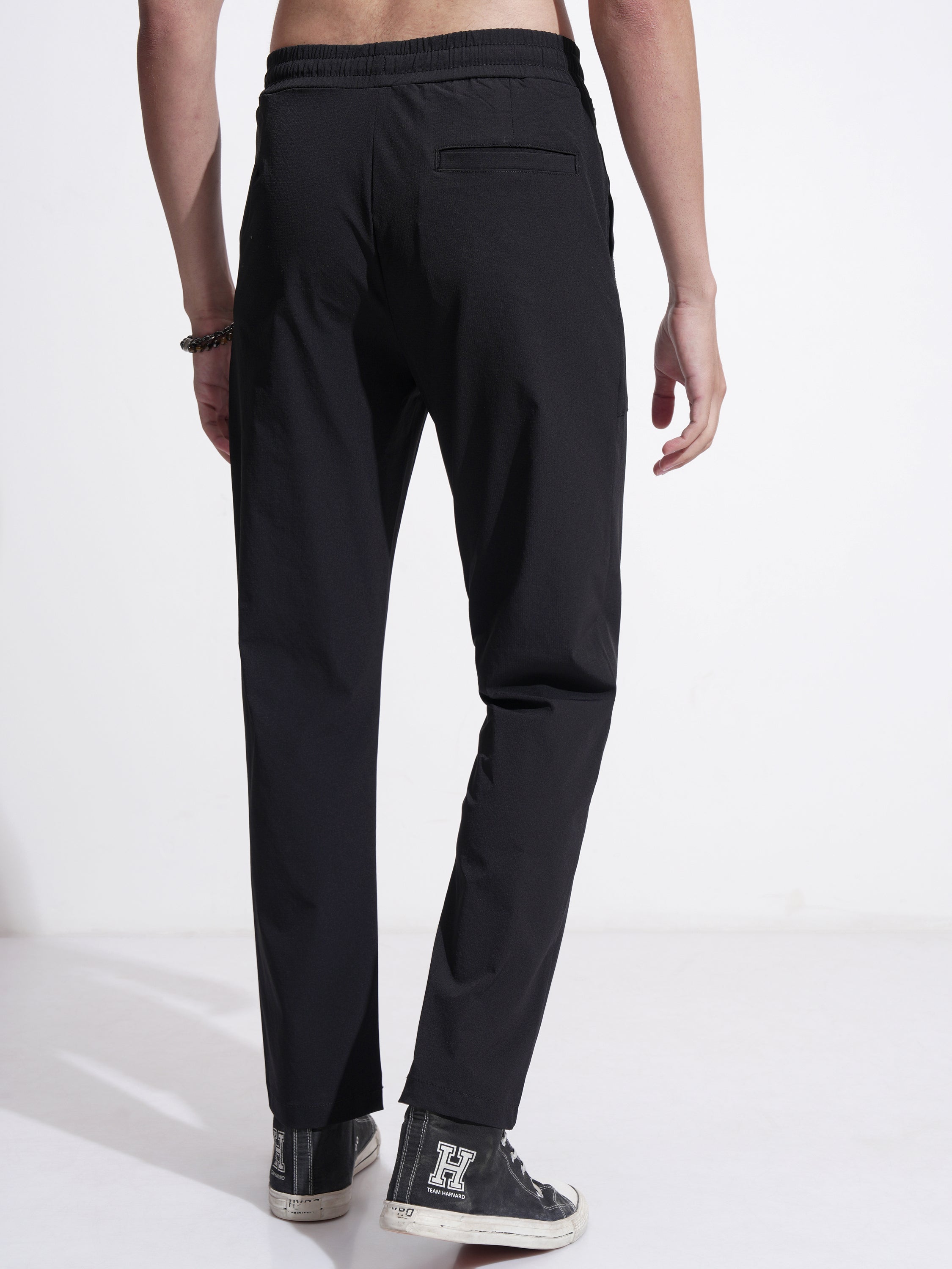 Highlander Men Black Relaxed Fit Solid Casual Trouser - Black - Image 3