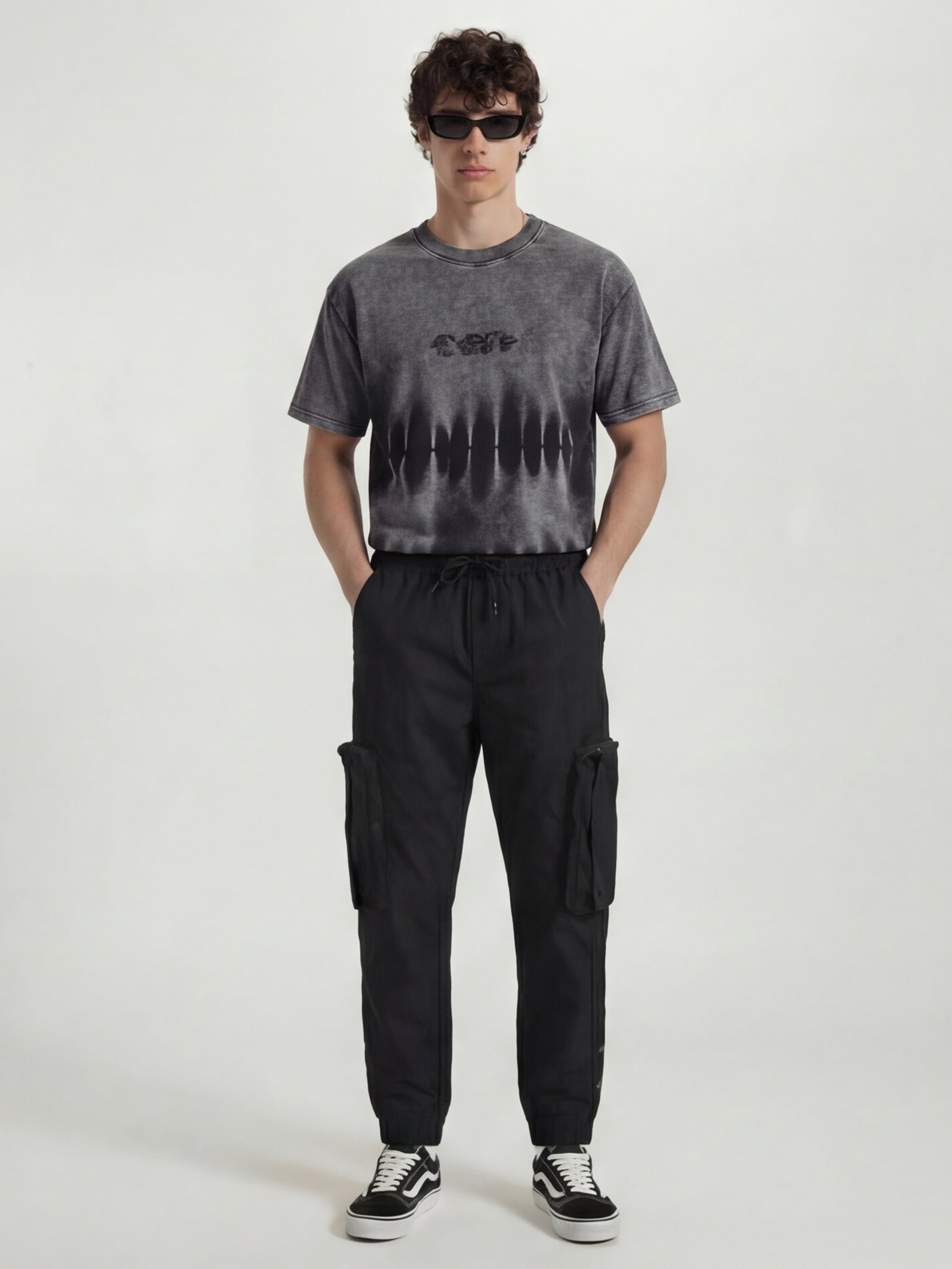 Highlander Men Black Relaxed Fit Solid Cargos - Black - Image 2