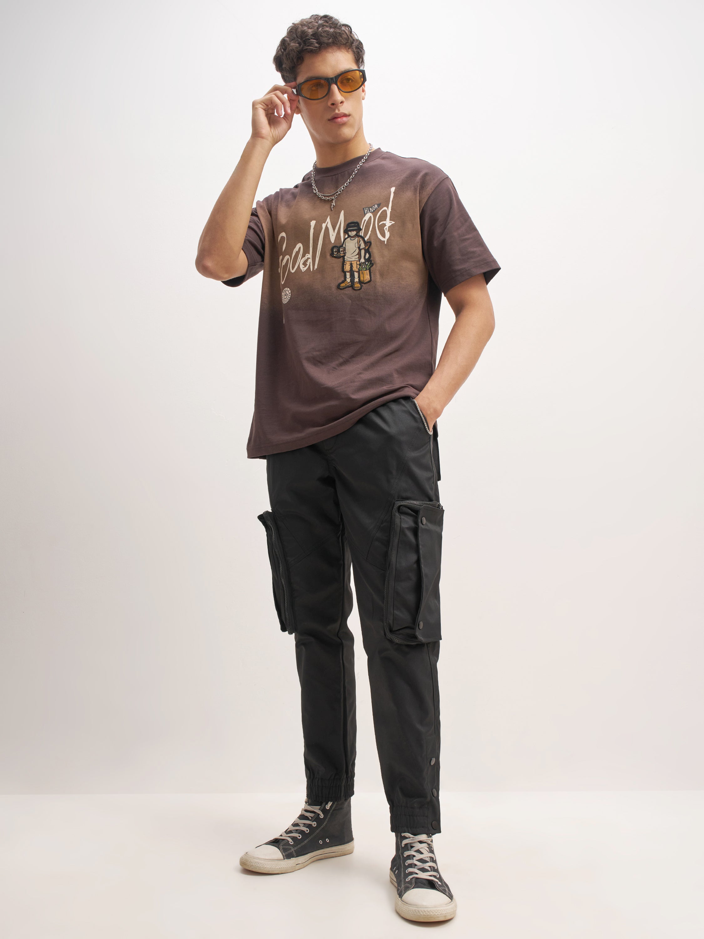 Highlander Men Taupe Relaxed Fit Solid Cargos - Taupe - Image 2
