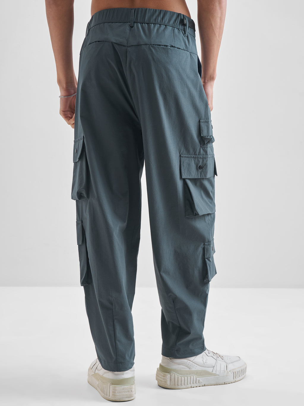 Highlander Men Teal Loose Fit Solid Cargos - Teal - Image 3