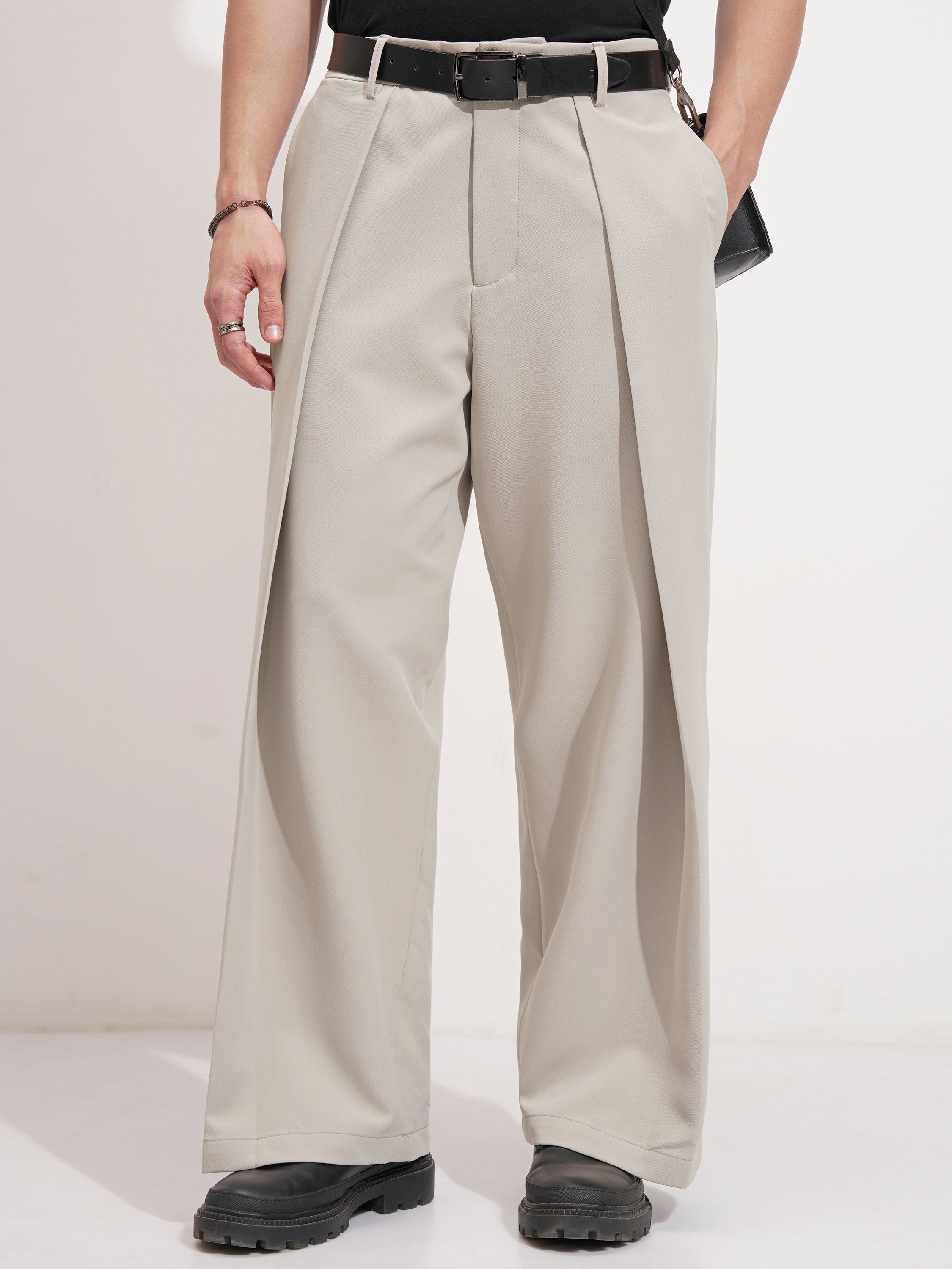 Highlander Men Grey Samurai Fit Solid Formal Trouser - Grey - Image 1