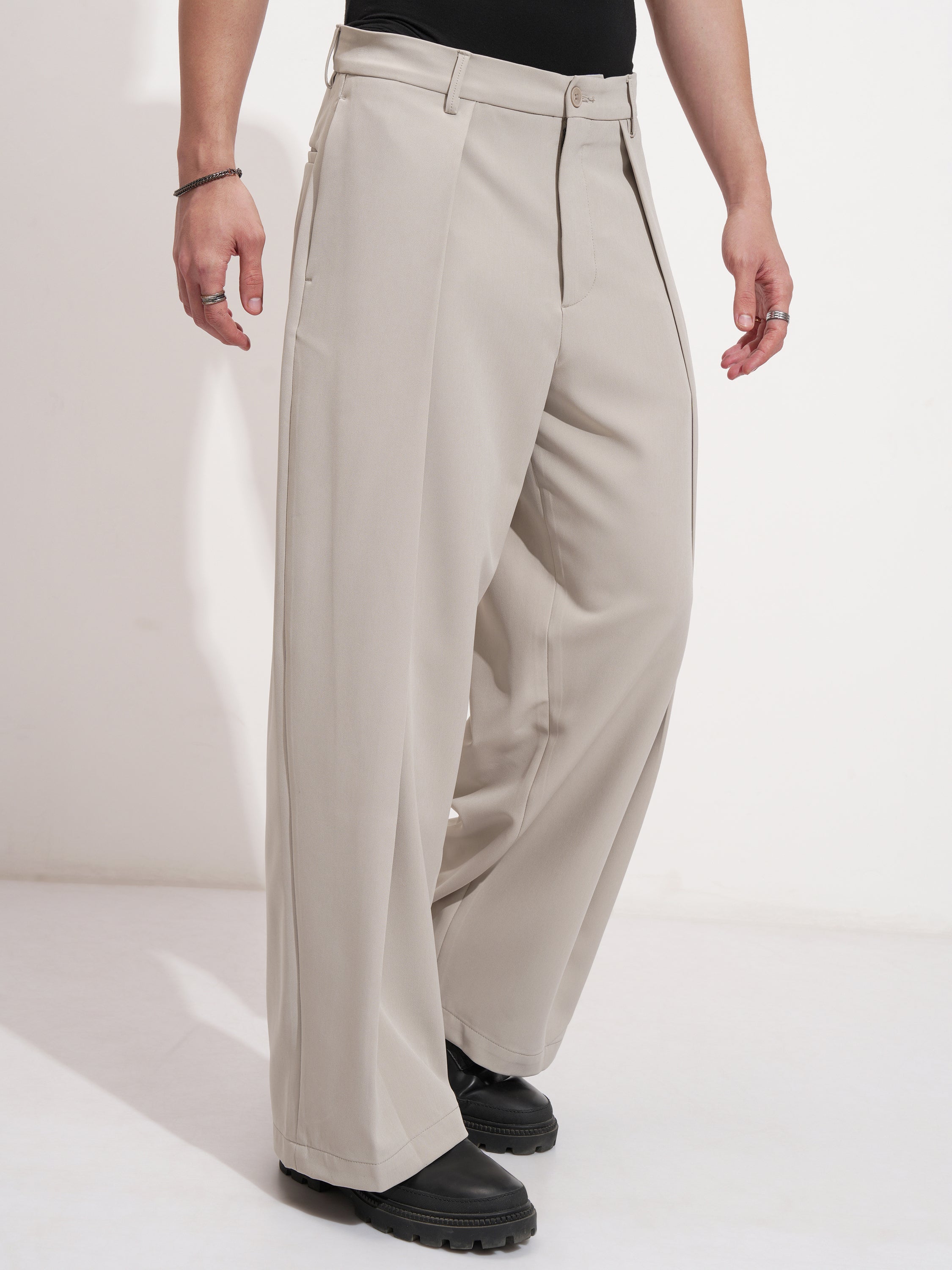 Highlander Men Grey Samurai Fit Solid Formal Trouser - Grey - Image 6