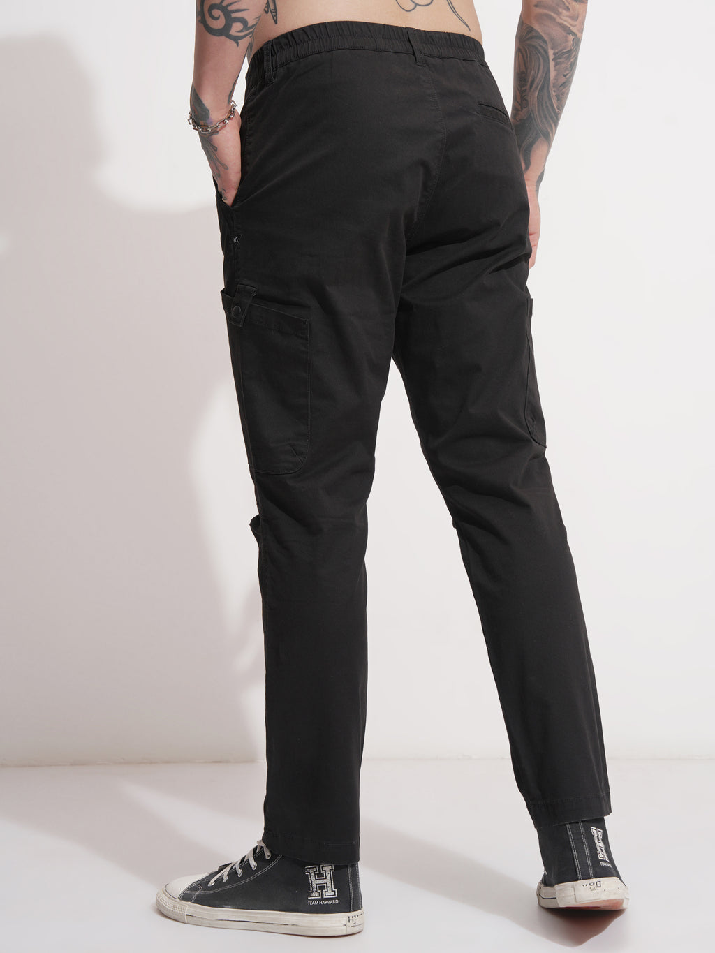 Highlander Men Black Regular Fit Solid Cargo - Black - Image 3
