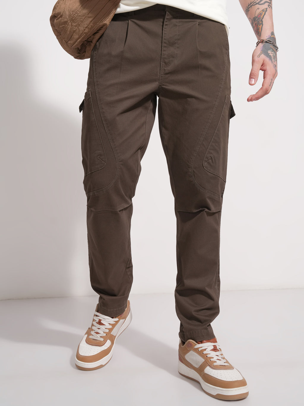 Highlander Men Brown Relaxed Fit Solid Cargo - Brown - Image 1