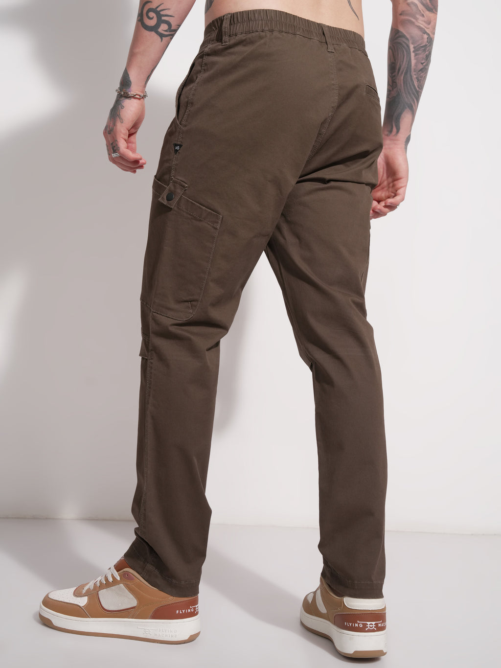 Highlander Men Brown Relaxed Fit Solid Cargo - Brown - Image 3