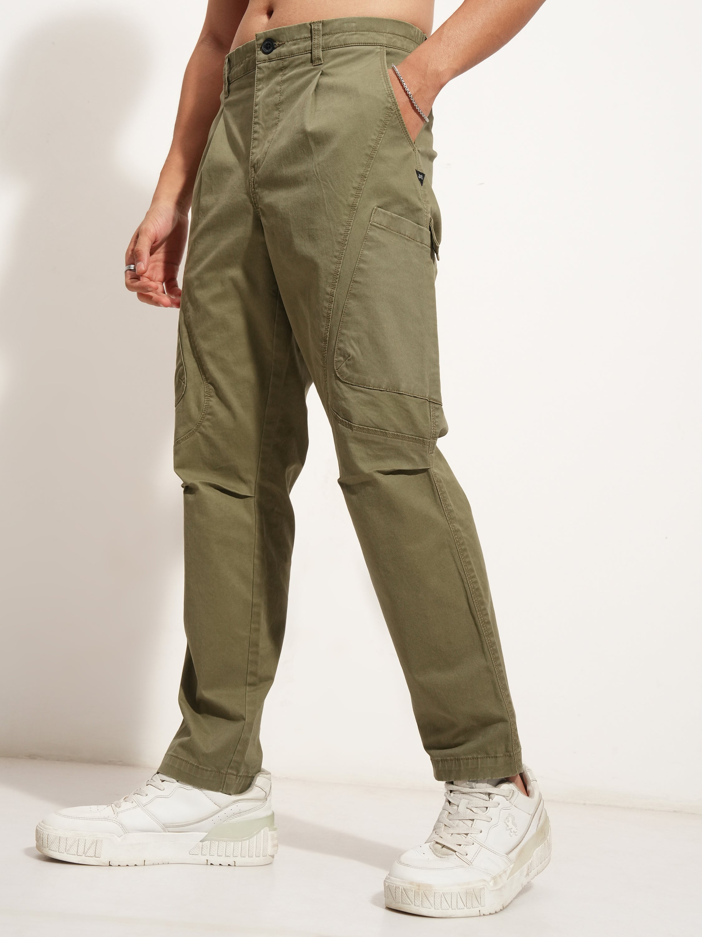 Highlander Men Brown Relaxed Fit Solid Cargo - Brown - Image 4