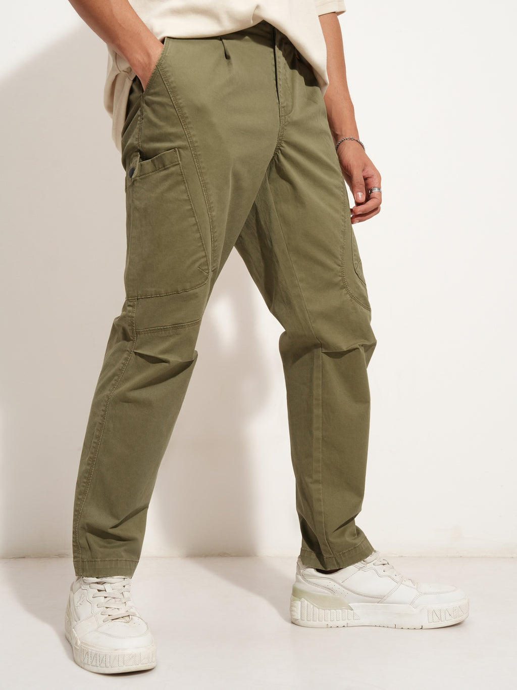 Highlander Men Brown Relaxed Fit Solid Cargo - Brown - Image 6