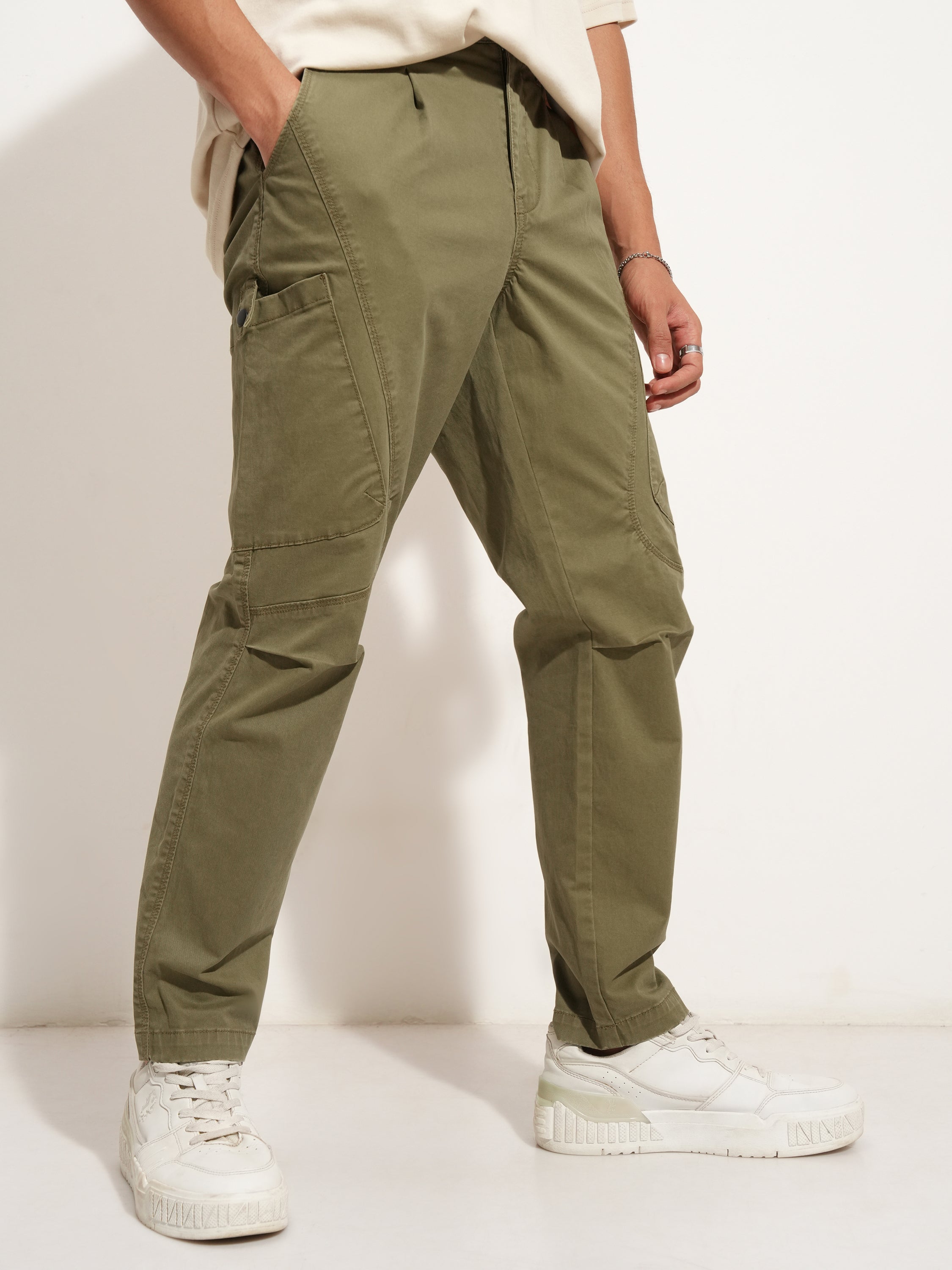 Highlander Men Brown Relaxed Fit Solid Cargo - Brown - Image 6