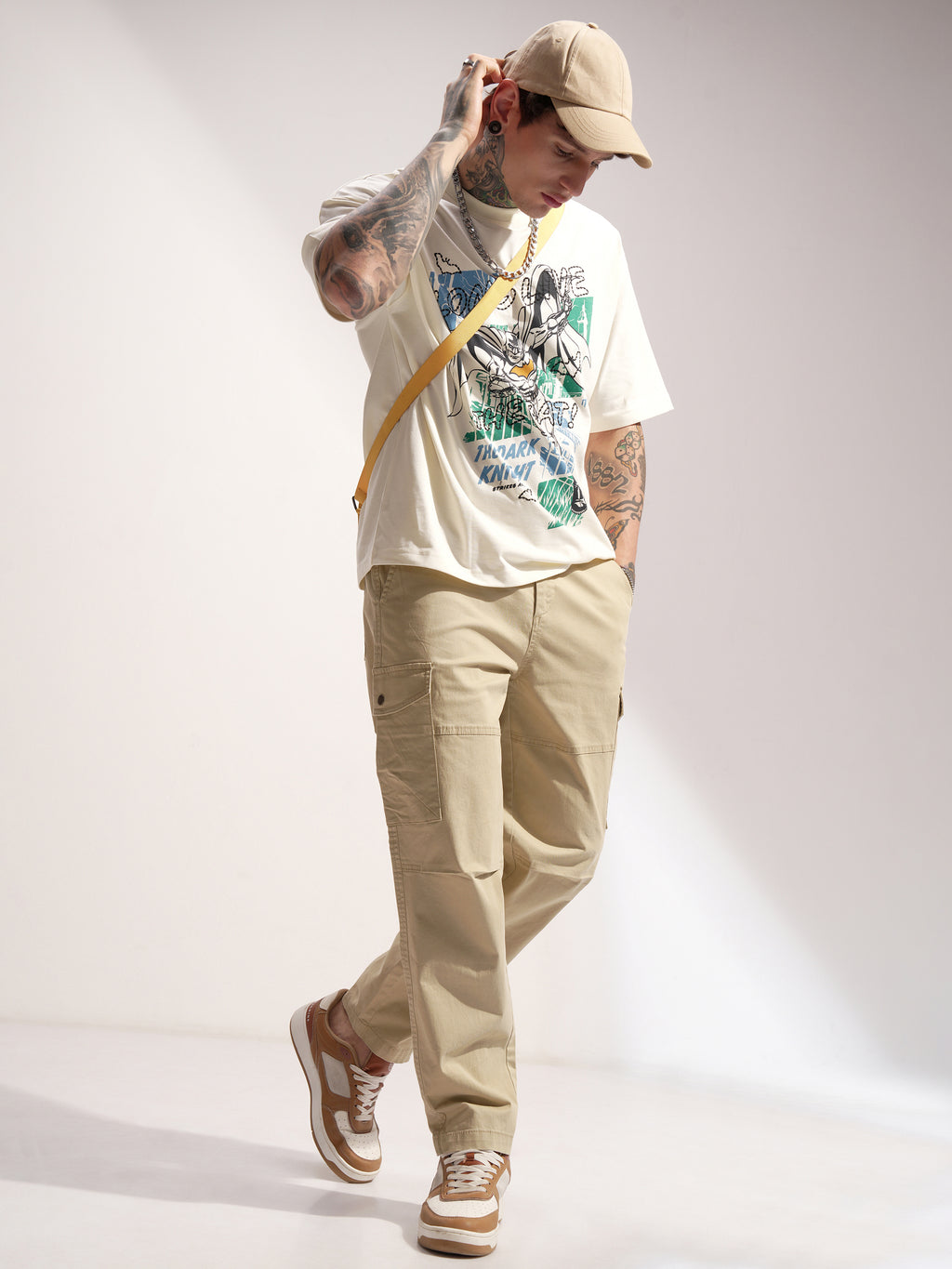 Highlander Men Brown Baggy Solid Cargo - Brown - Image 2