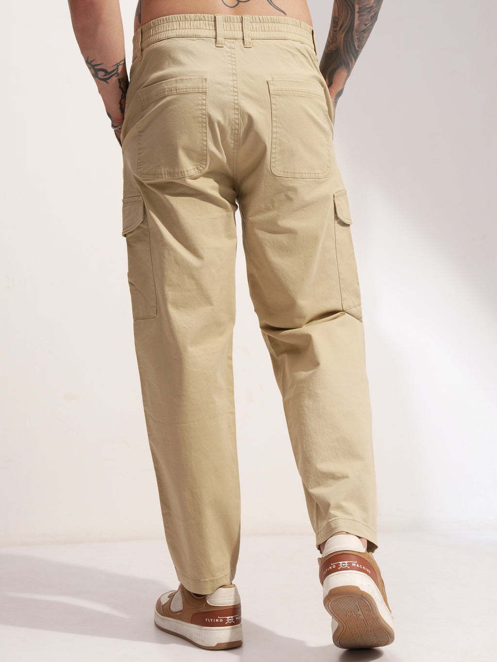 Highlander Men Brown Baggy Solid Cargo - Brown - Image 3