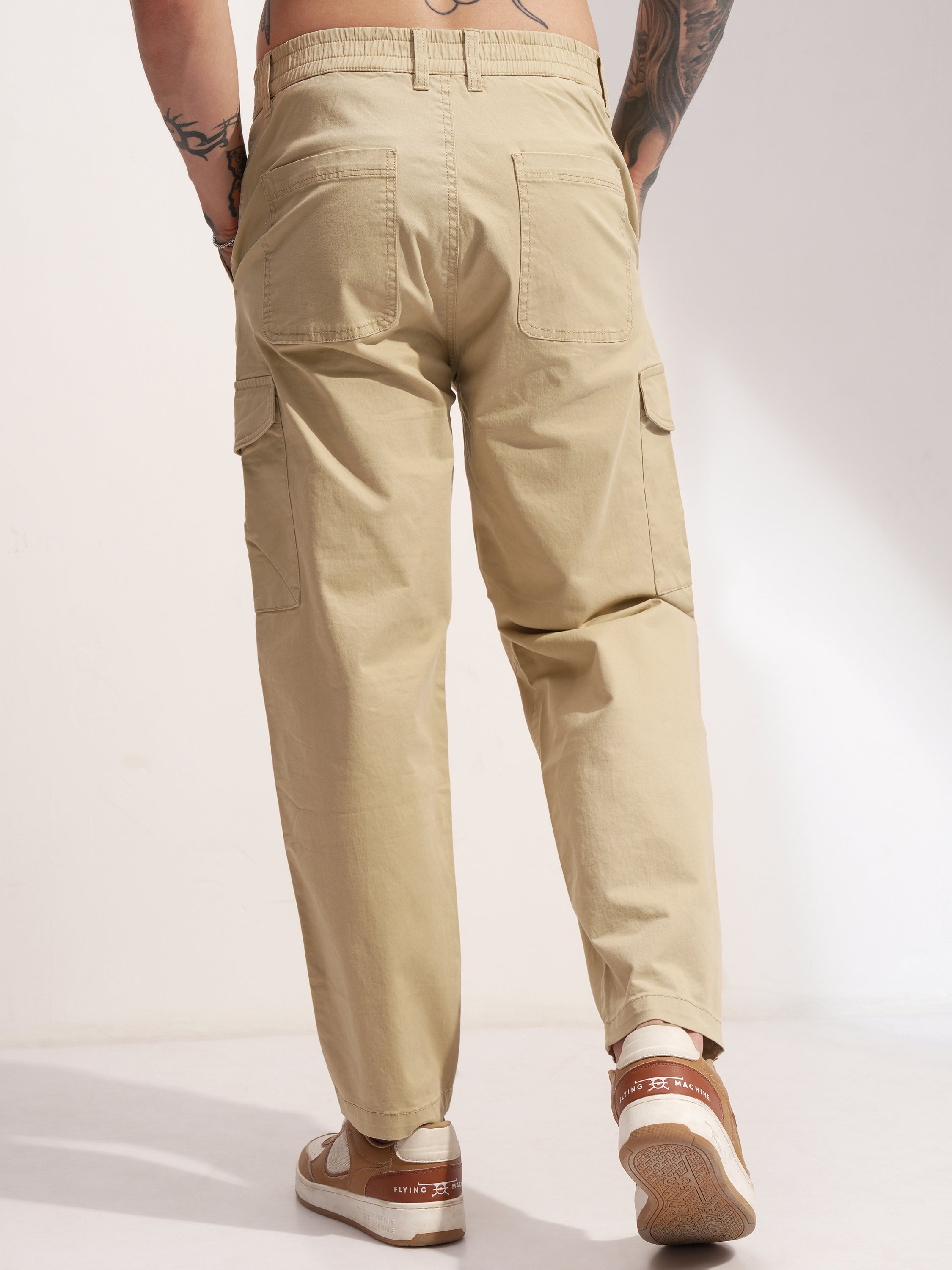 Highlander Men Brown Baggy Solid Cargo - Brown - Image 3