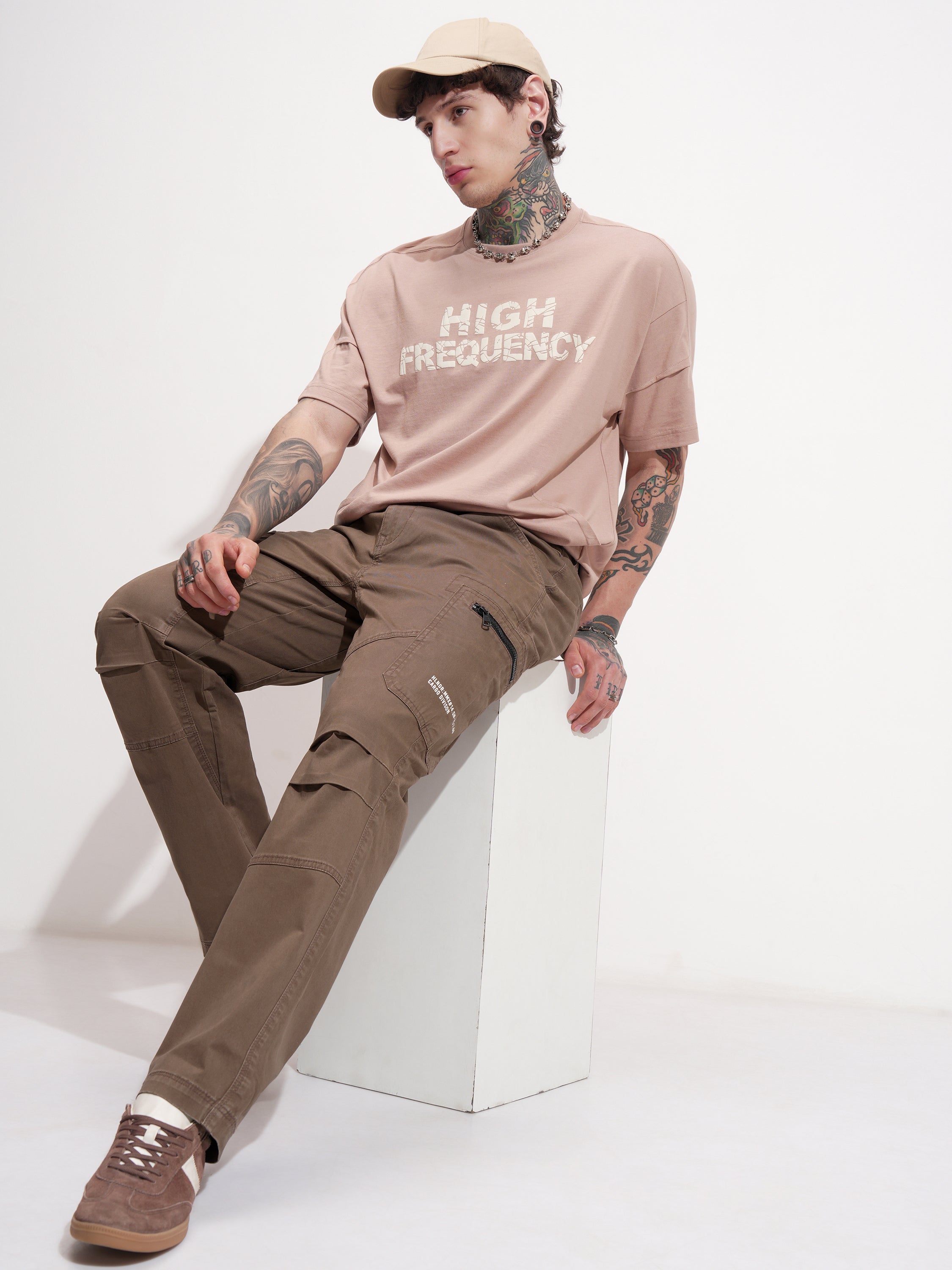 Highlander Men Brown Relaxed Fit Solid Cargo - Brown - Image 2