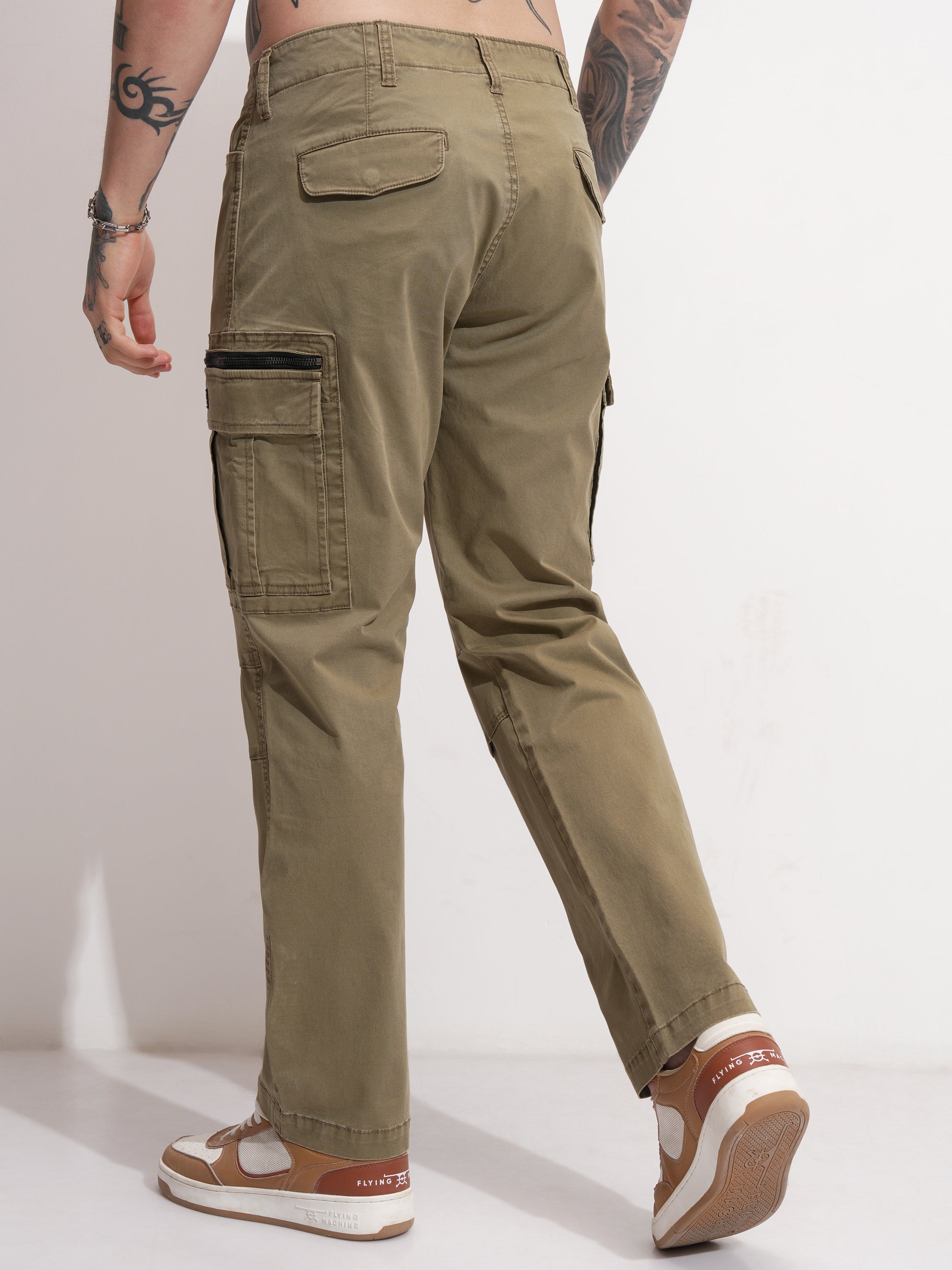 Highlander Men Brown Regular Fit Solid Cargo - Brown - Image 3