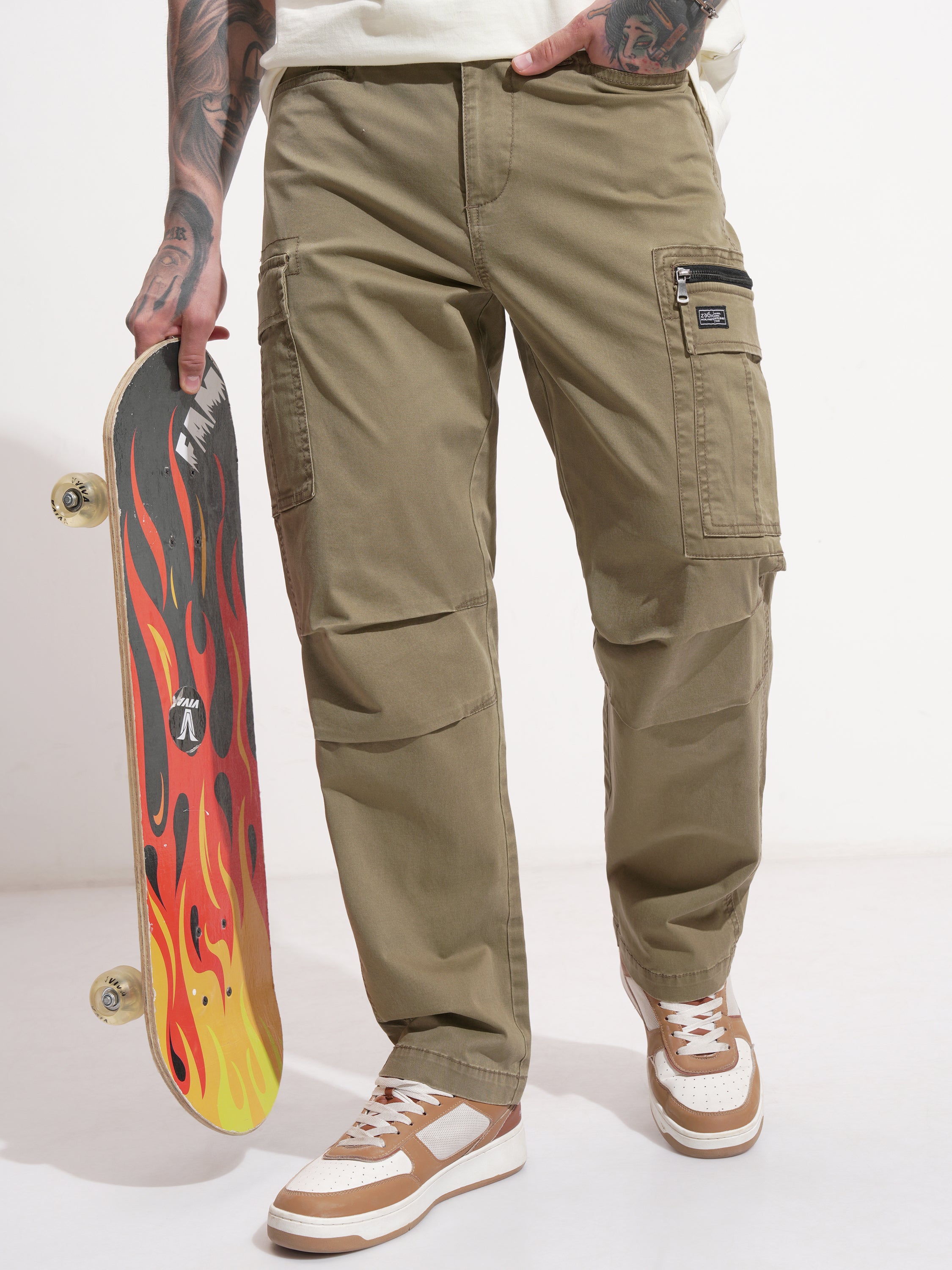 Highlander Men Brown Regular Fit Solid Cargo - Brown - Image 4