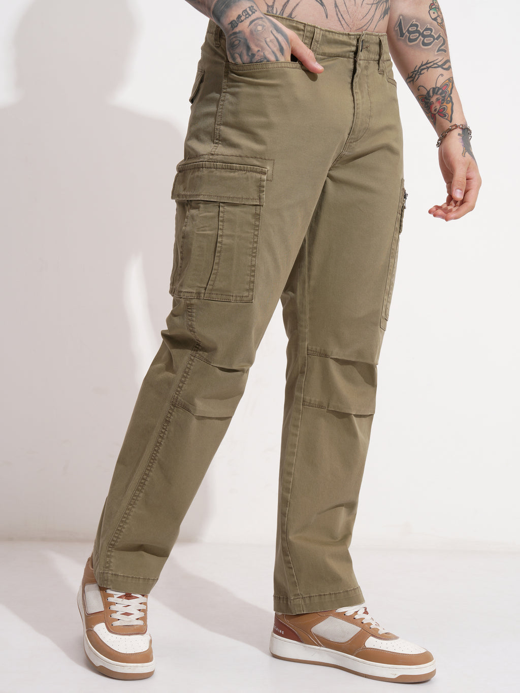 Highlander Men Brown Regular Fit Solid Cargo - Brown - Image 6