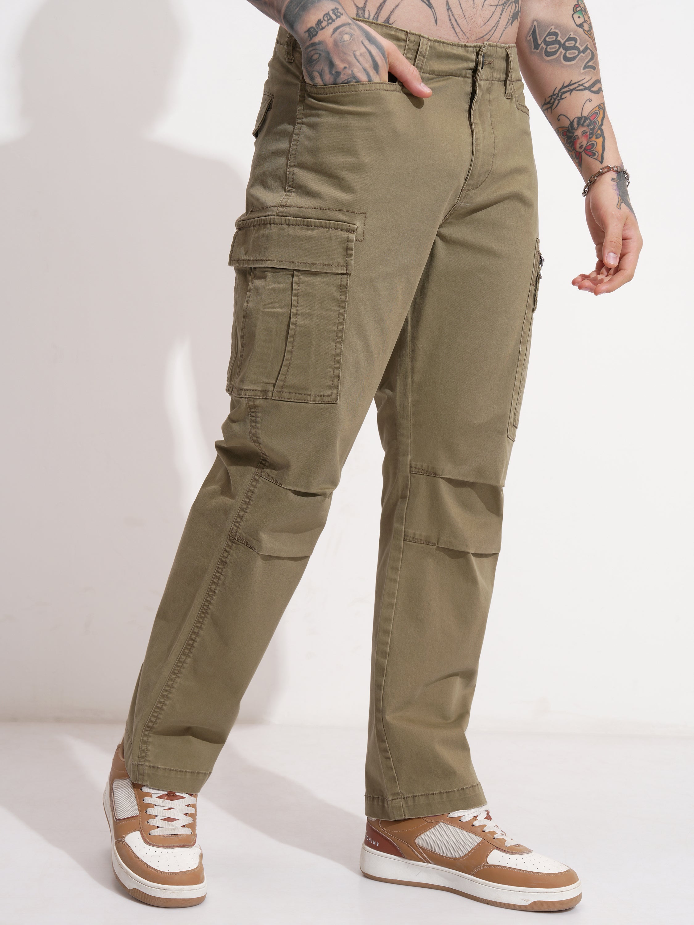 Highlander Men Brown Regular Fit Solid Cargo - Brown - Image 6