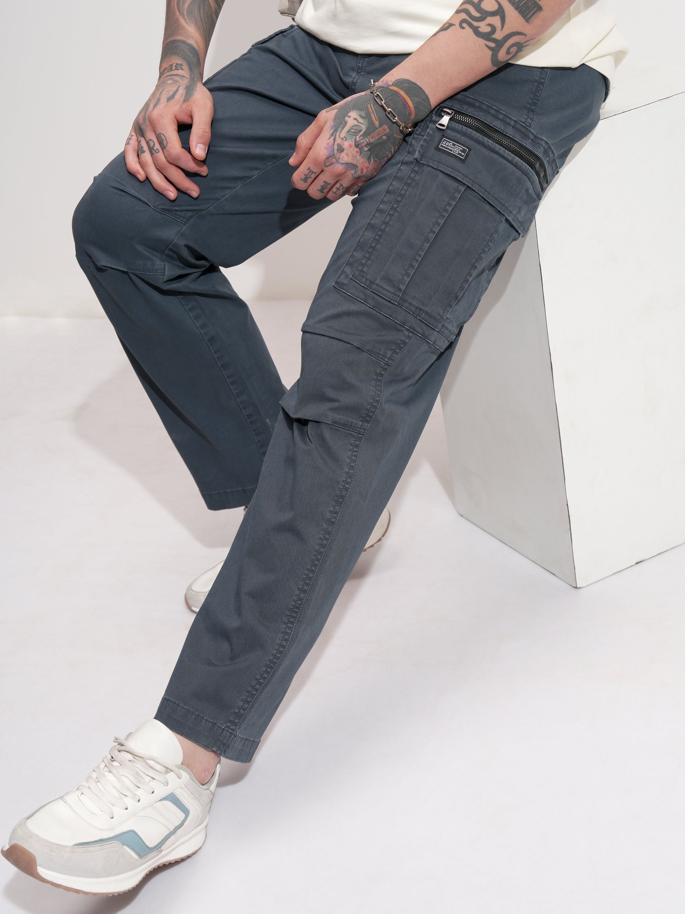Highlander Men Blue Regular Fit Solid Cargo - Blue - Image 1