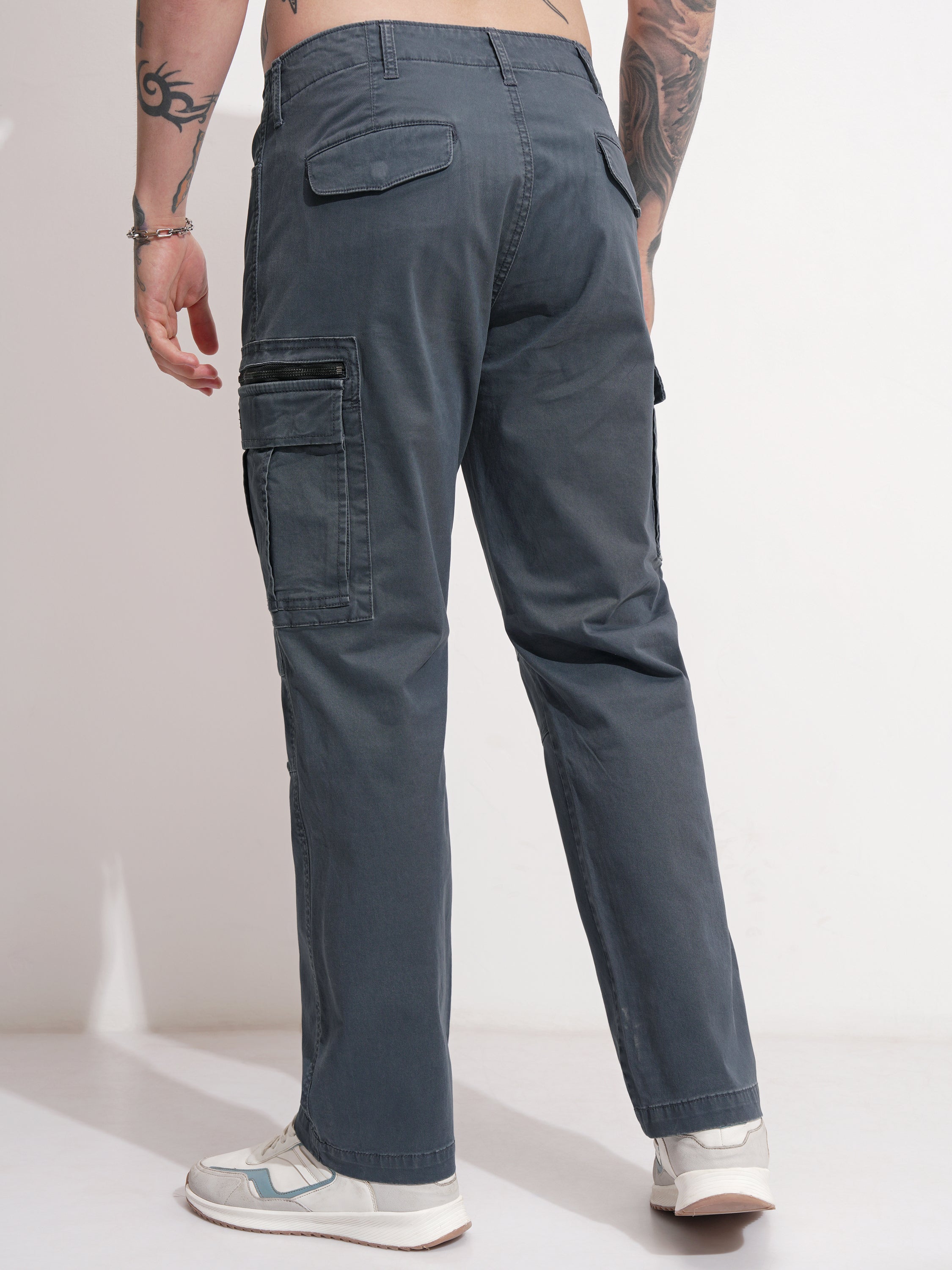 Highlander Men Blue Regular Fit Solid Cargo - Blue - Image 3