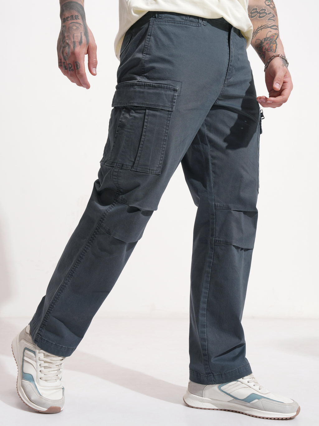 Highlander Men Blue Regular Fit Solid Cargo - Blue - Image 6
