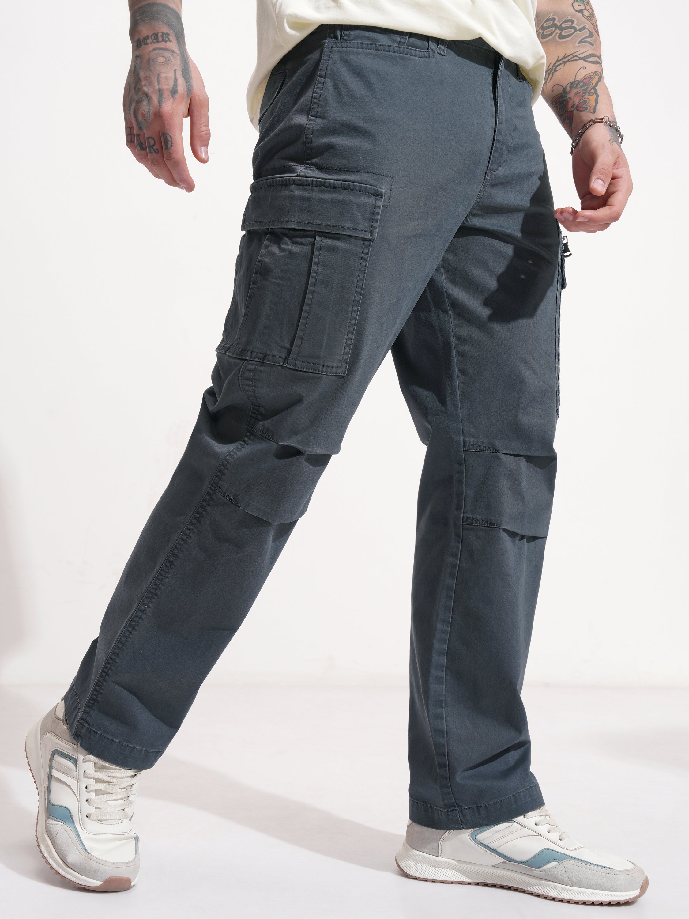 Highlander Men Blue Regular Fit Solid Cargo - Blue - Image 6