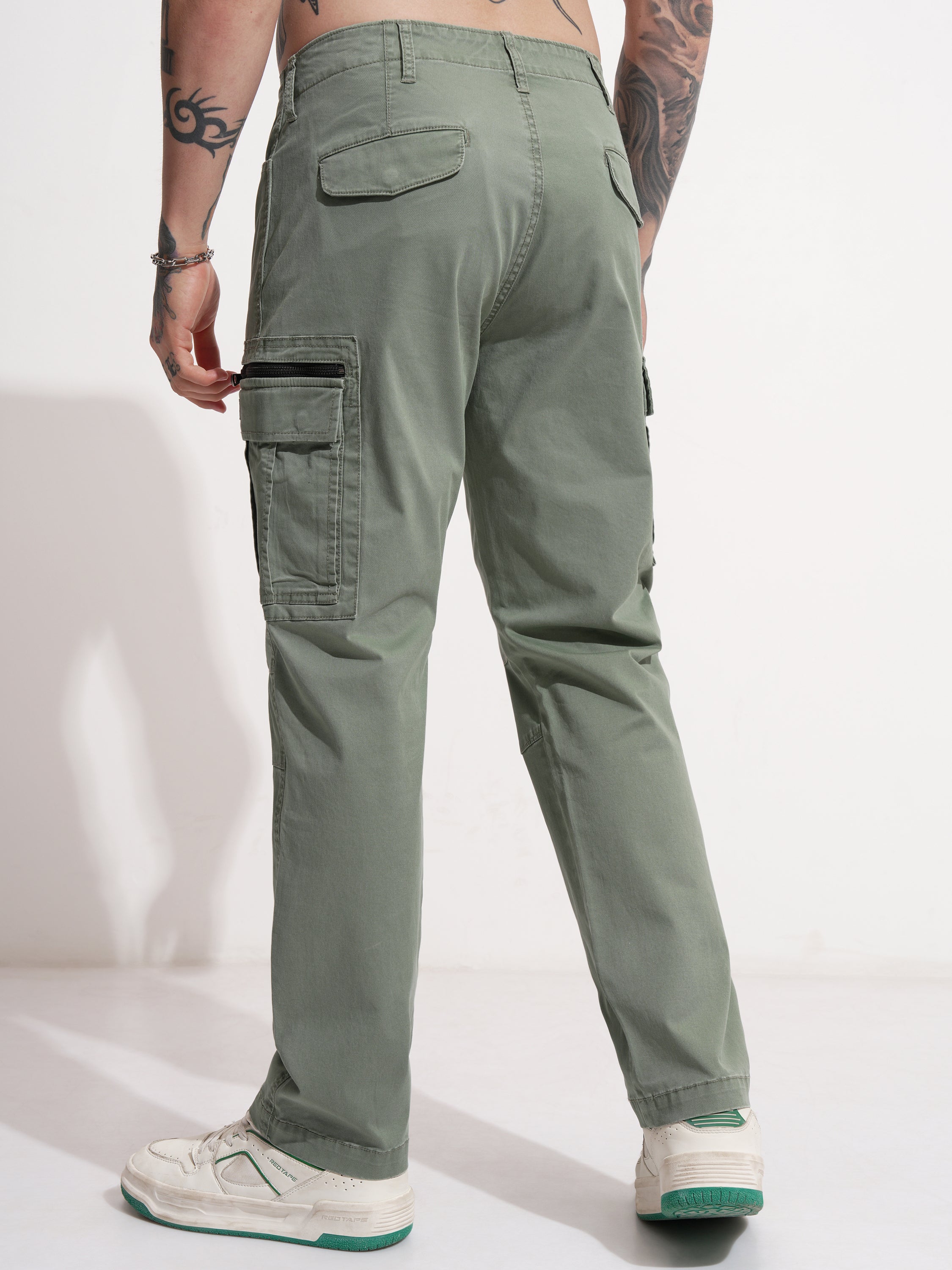 Highlander Men Green Regular Fit Solid Cargo - Green - Image 3