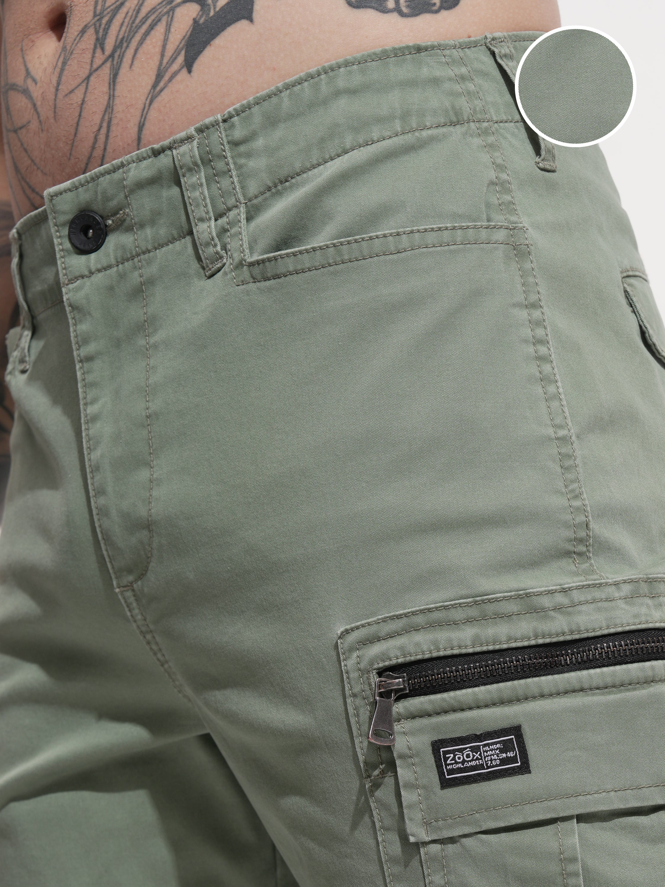 Highlander Men Green Regular Fit Solid Cargo - Green - Image 5