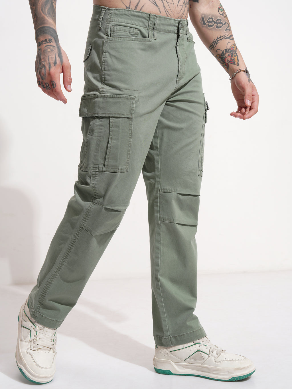 Highlander Men Green Regular Fit Solid Cargo - Green - Image 6