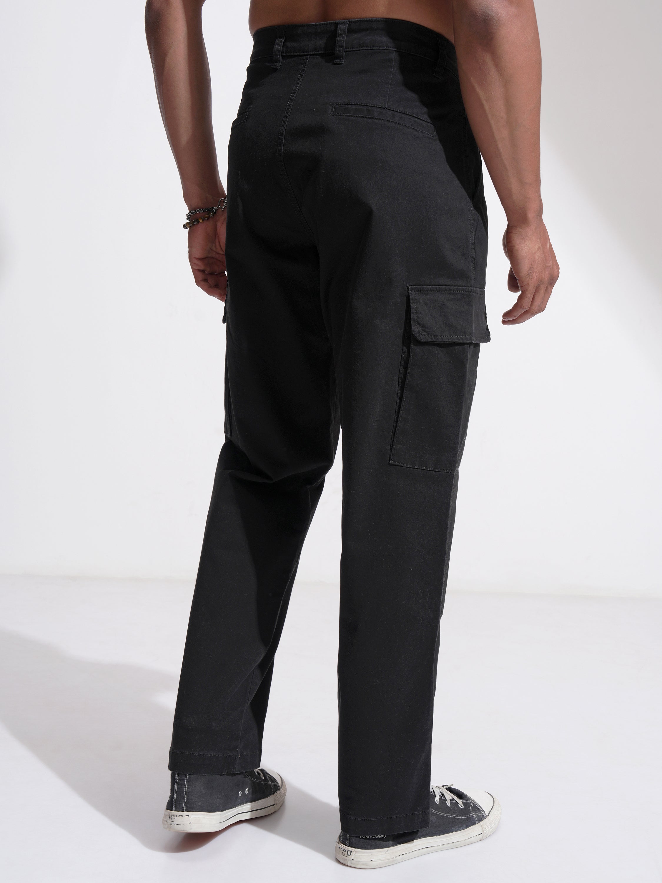 Highlander Men Black Regular Fit Solid Cargo - Black - Image 3