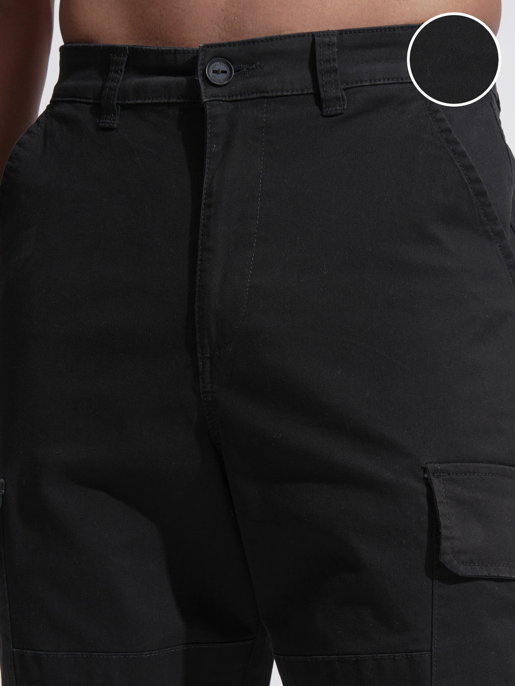 Highlander Men Black Regular Fit Solid Cargo - Black - Image 5