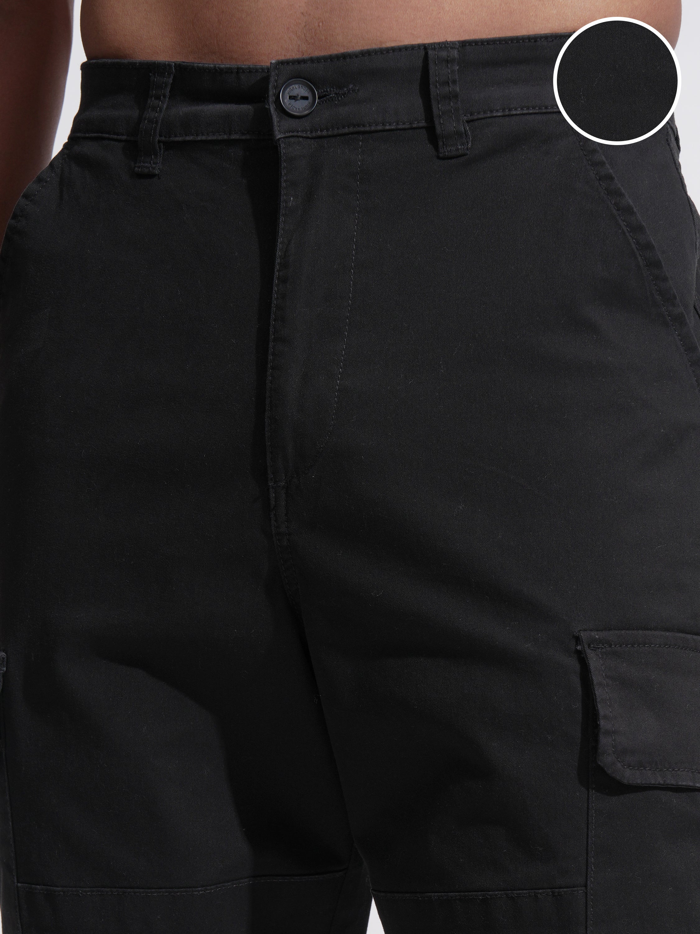 Highlander Men Black Regular Fit Solid Cargo - Black - Image 5