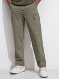 Highlander Men Olive Relaxed Fit Solid Cargo - Olive - Image 1