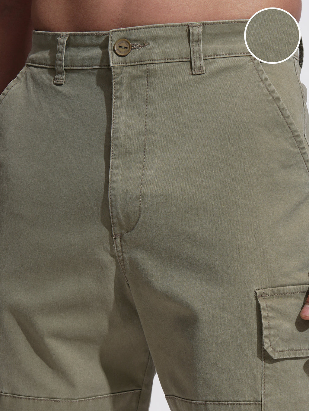 Highlander Men Olive Relaxed Fit Solid Cargo - Olive - Image 5