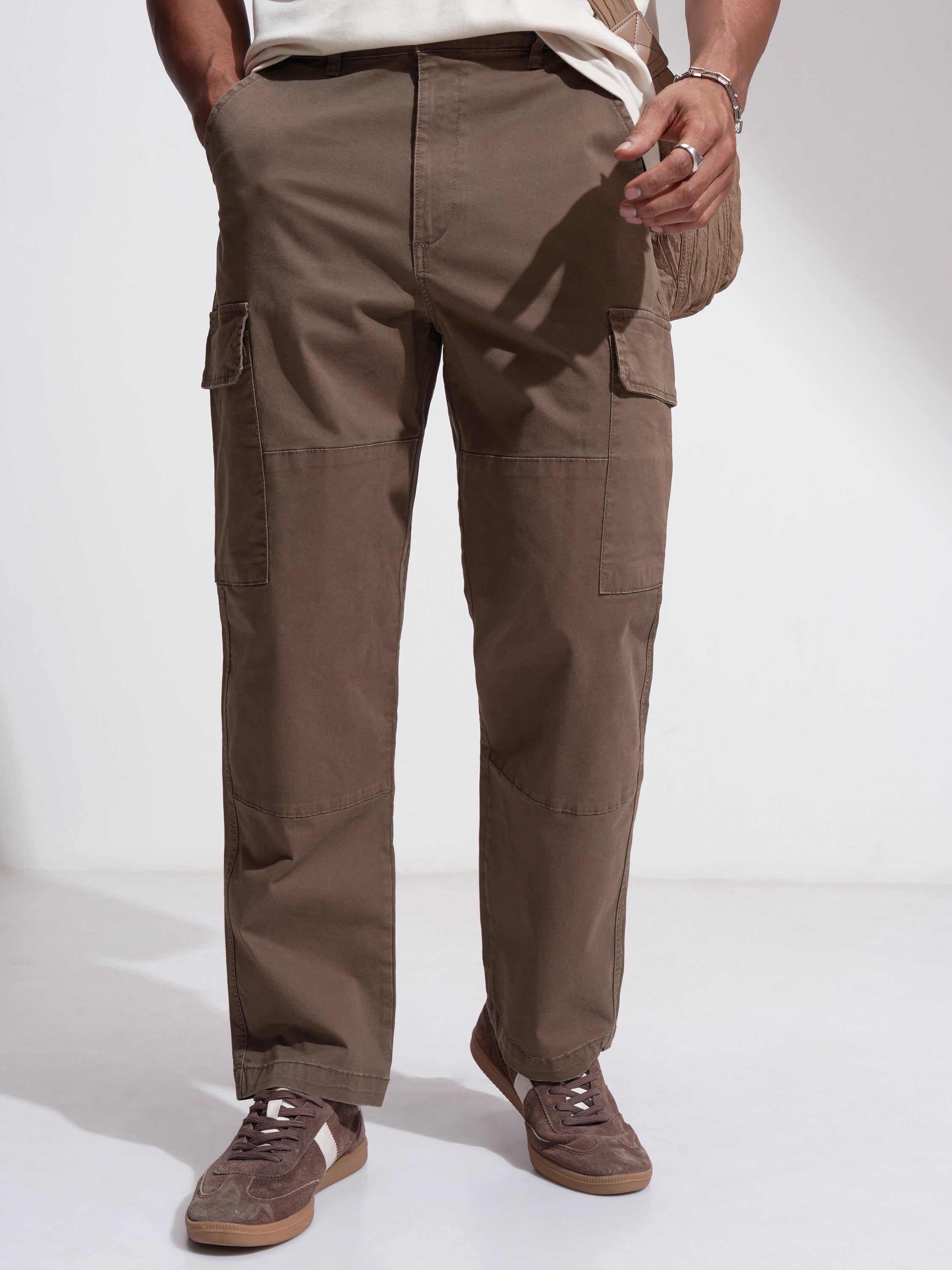 Highlander Men Brown Relaxed Fit Solid Cargo - Brown - Image 1